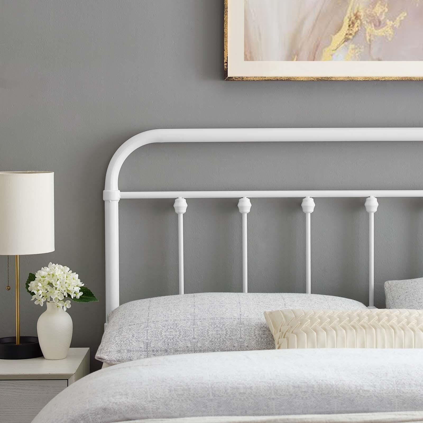 Sage King Metal Headboard, White, large