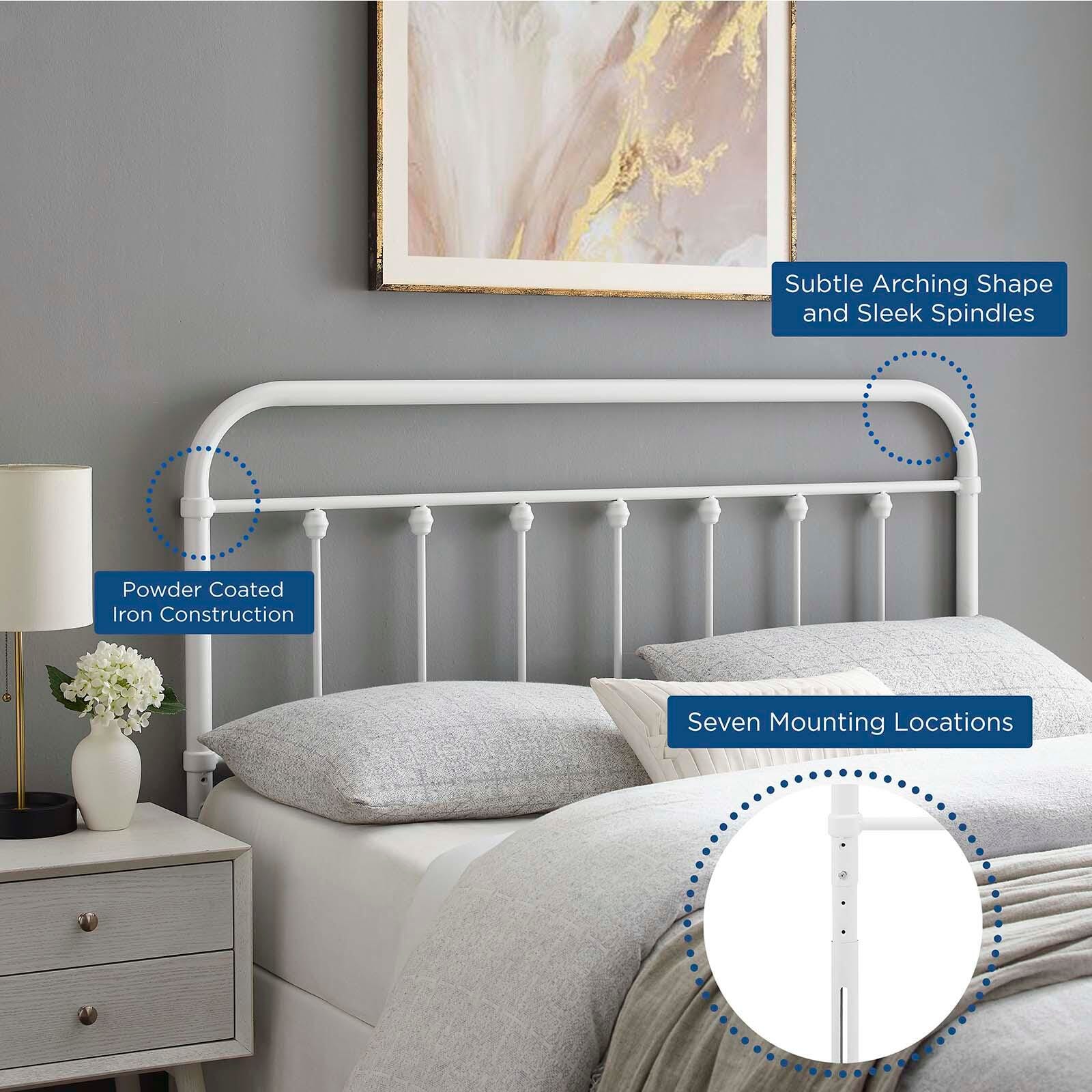 Sage King Metal Headboard, White, large