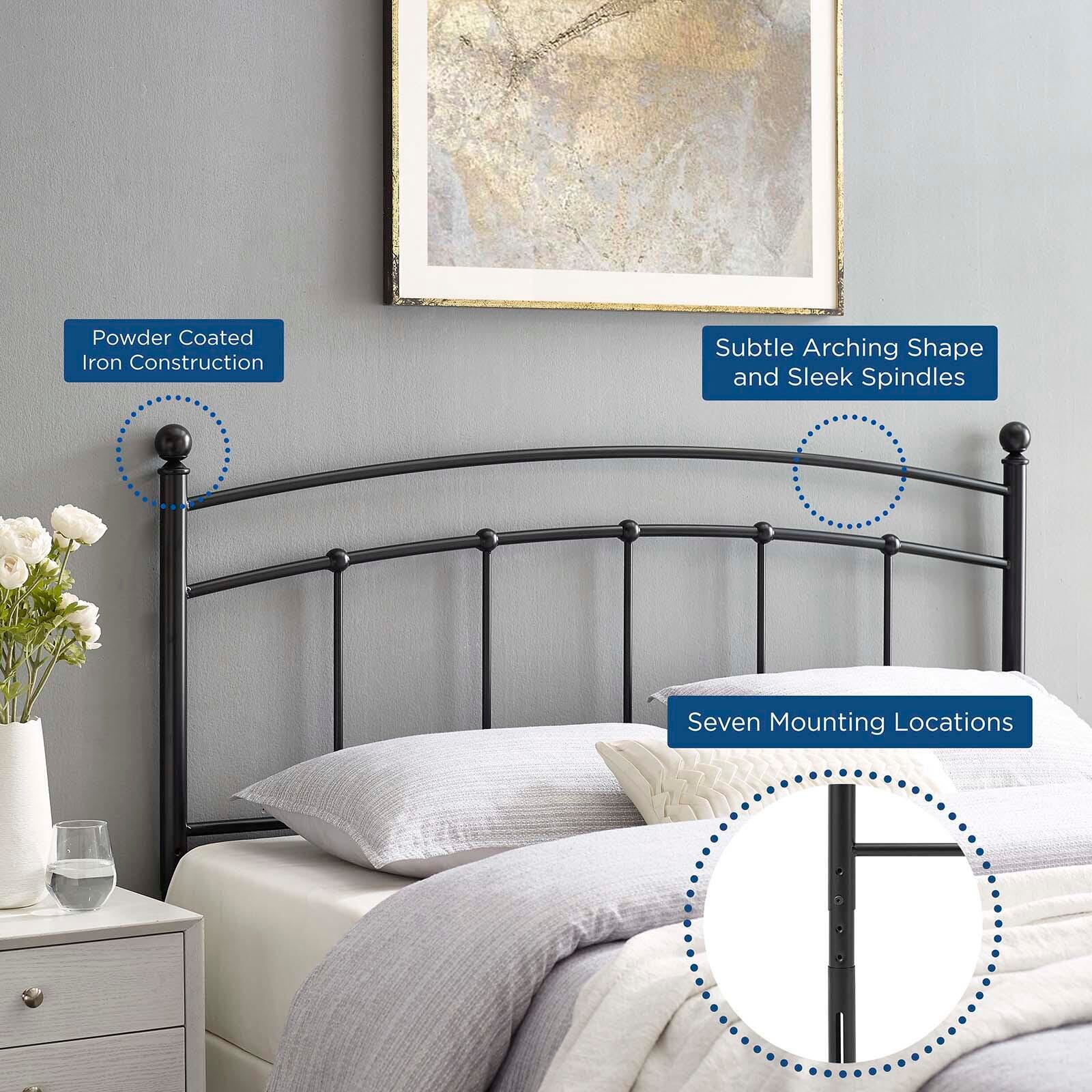 Abigail Queen Metal Headboard, Black, large