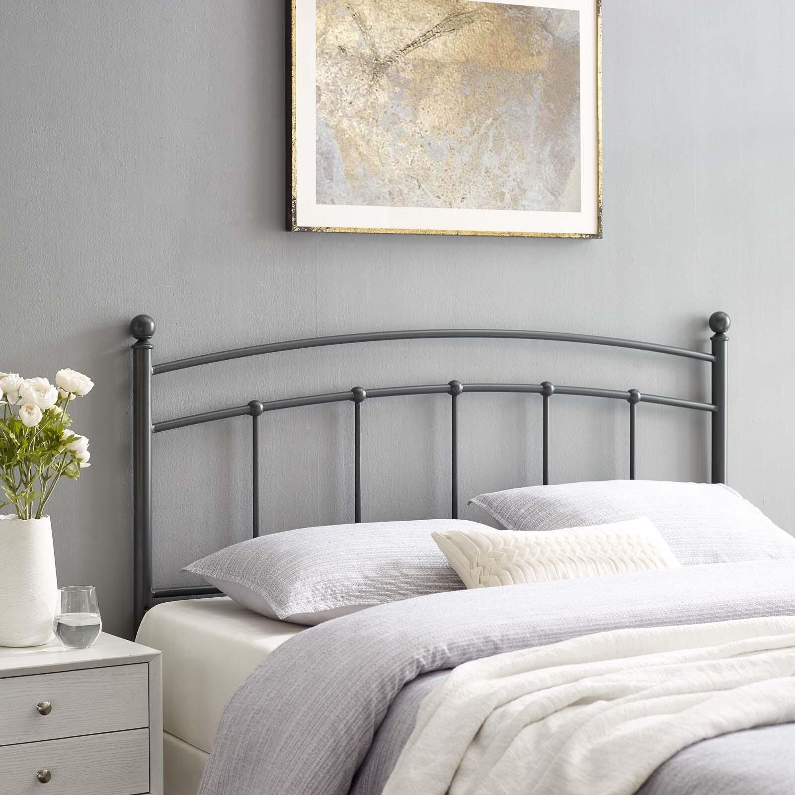Abigail Queen Metal Headboard, Gray, rollover