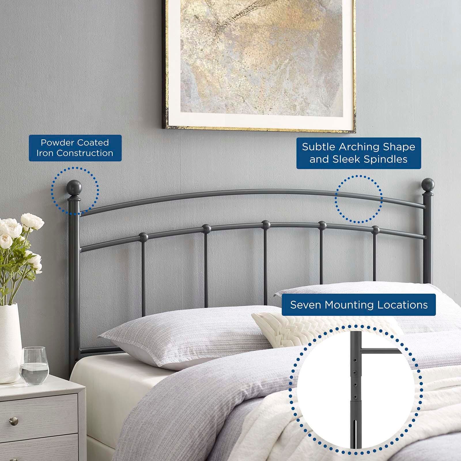 Abigail Queen Metal Headboard, Gray, large