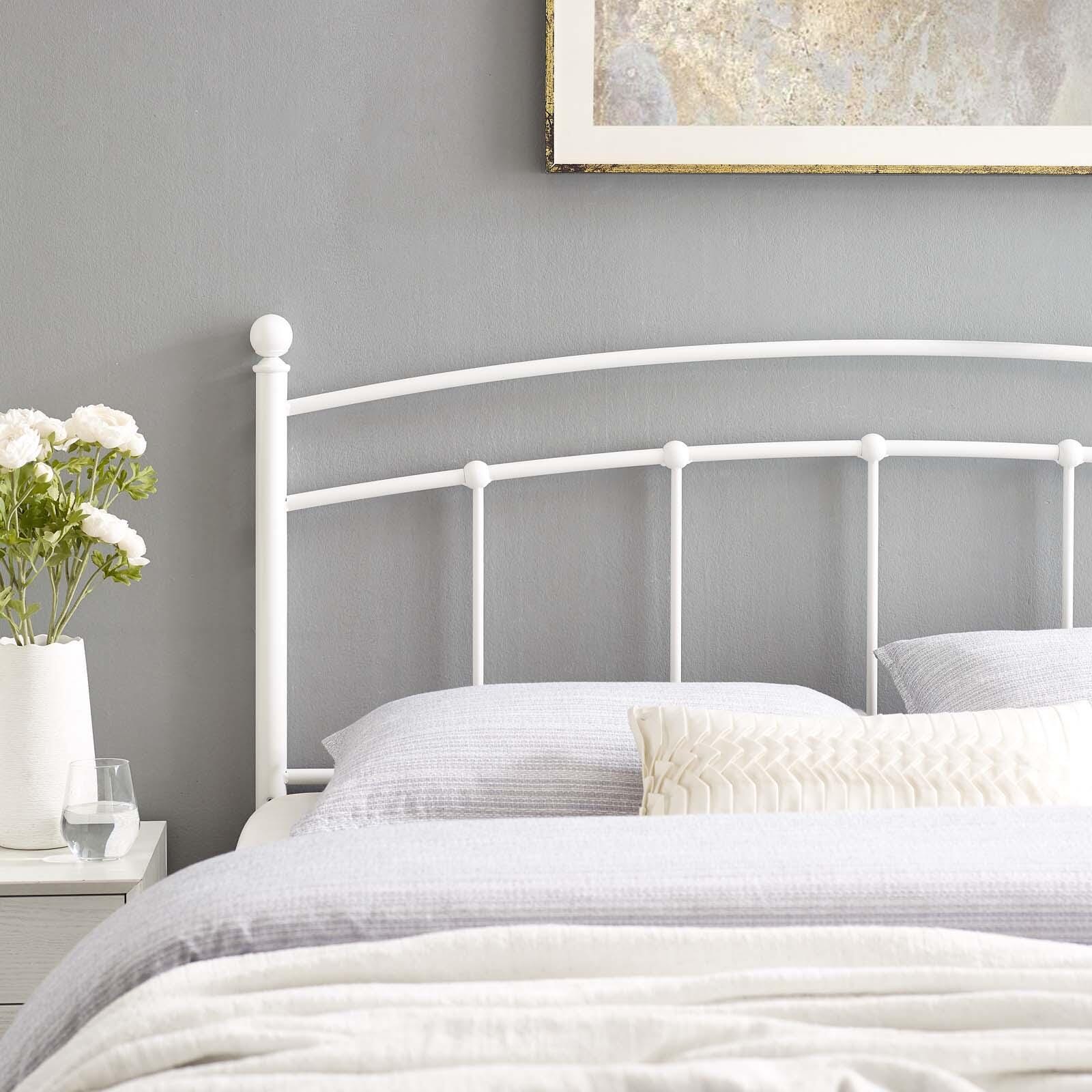 Abigail Queen Metal Headboard, White, large