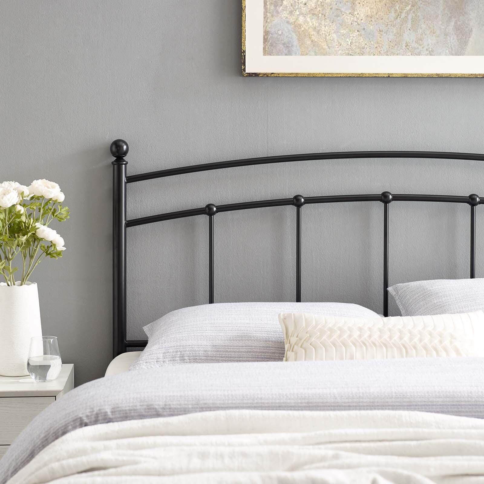 Abigail King Metal Headboard, Black, large