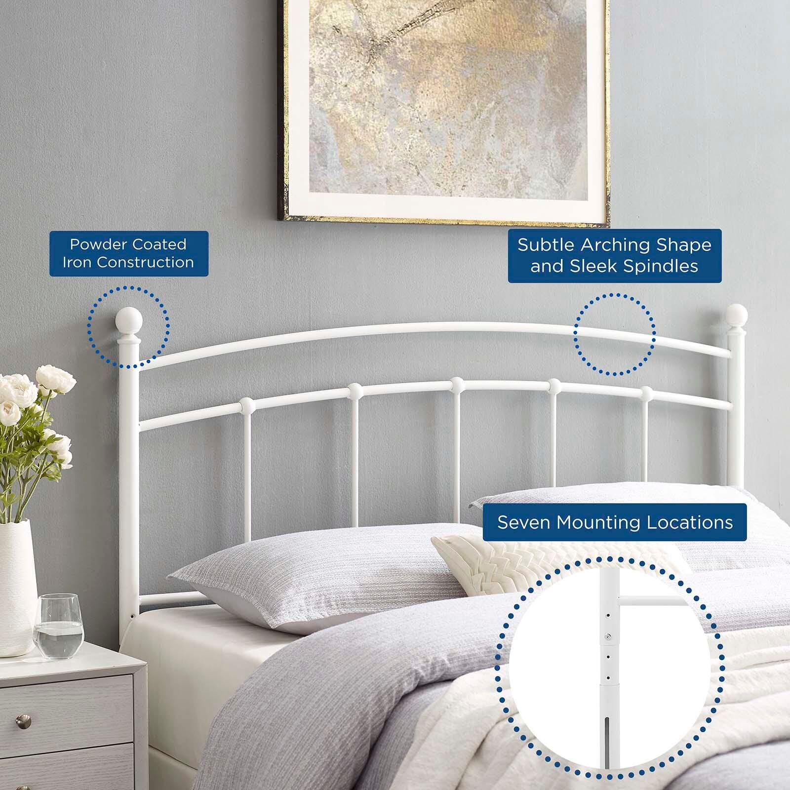 Abigail King Metal Headboard, White, large