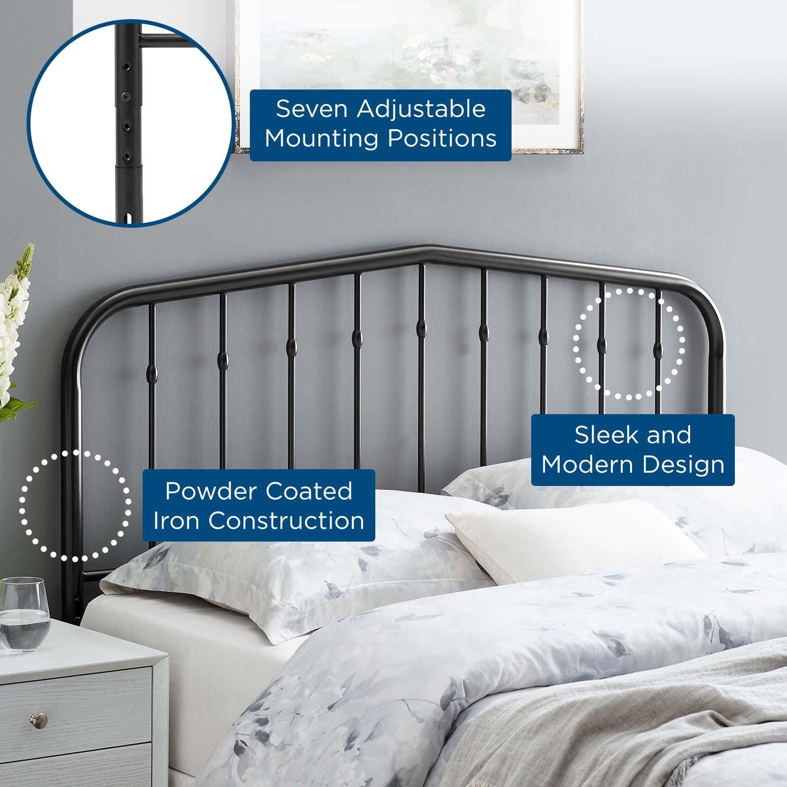 Lennon Queen Metal Headboard, Black, large