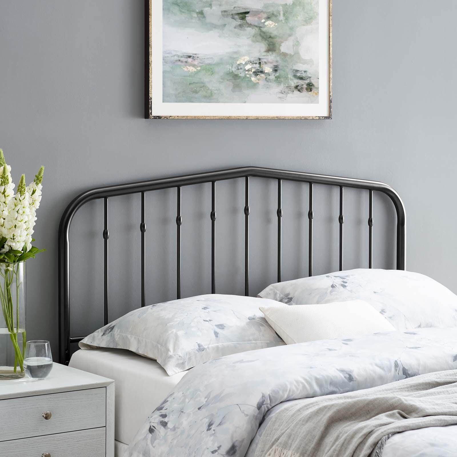 Lennon King Metal Headboard, Black, rollover