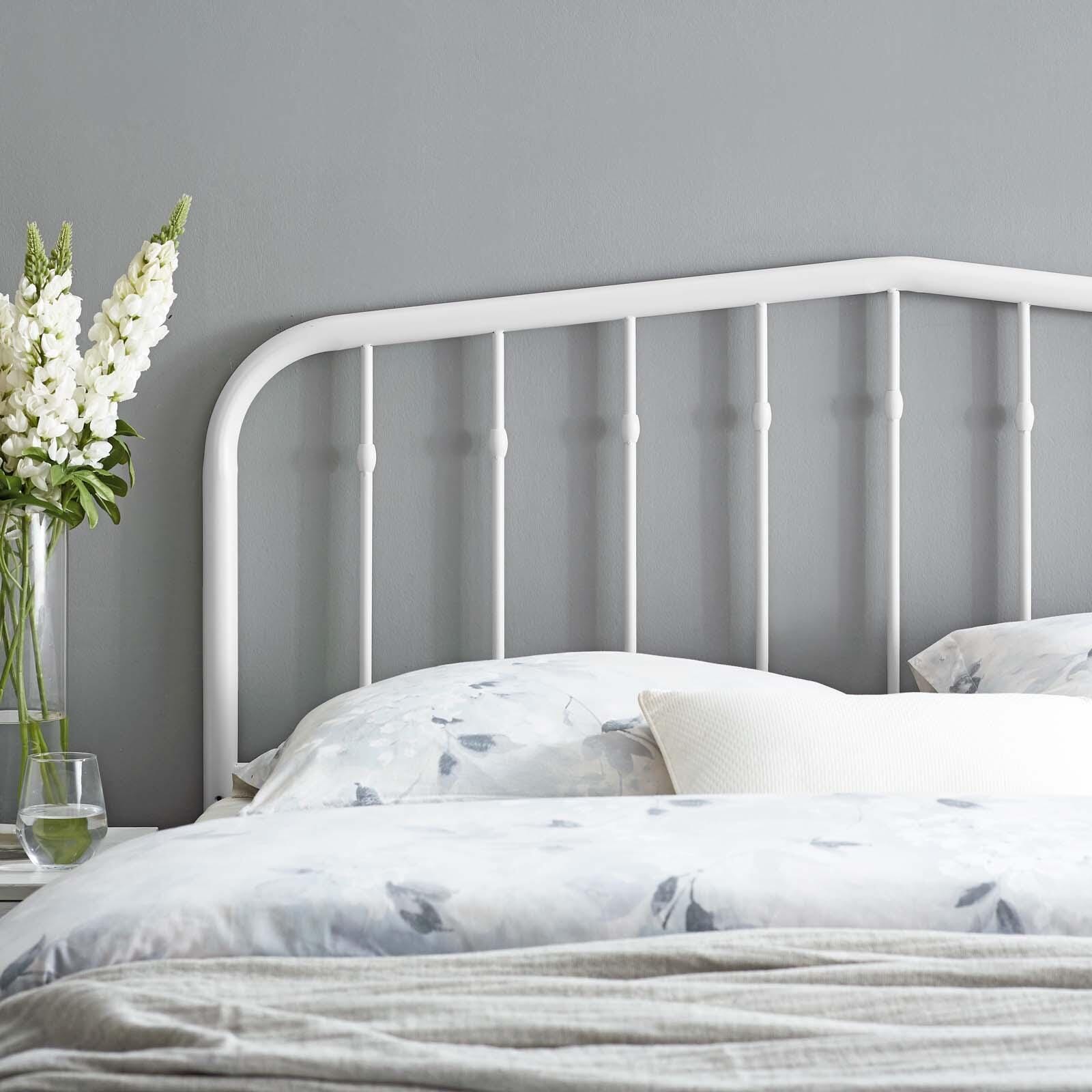 Lennon King Metal Headboard, White, large
