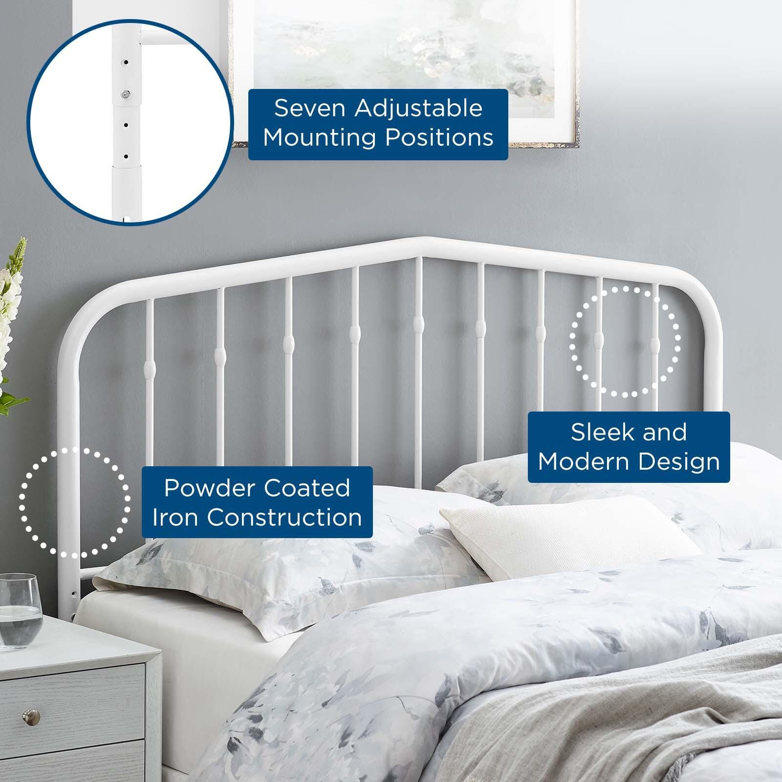 Lennon King Metal Headboard, White, large