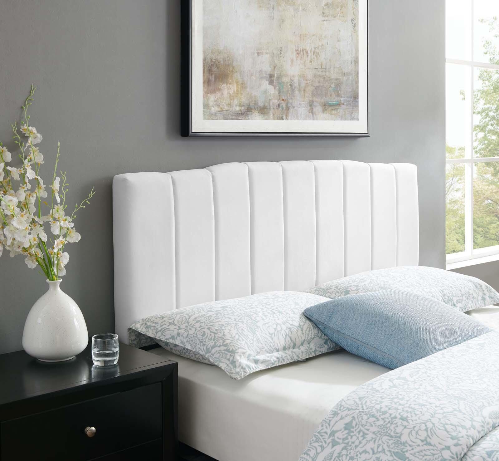 Camilla Queen/Full Channel Tufted Velvet Headboard, , large