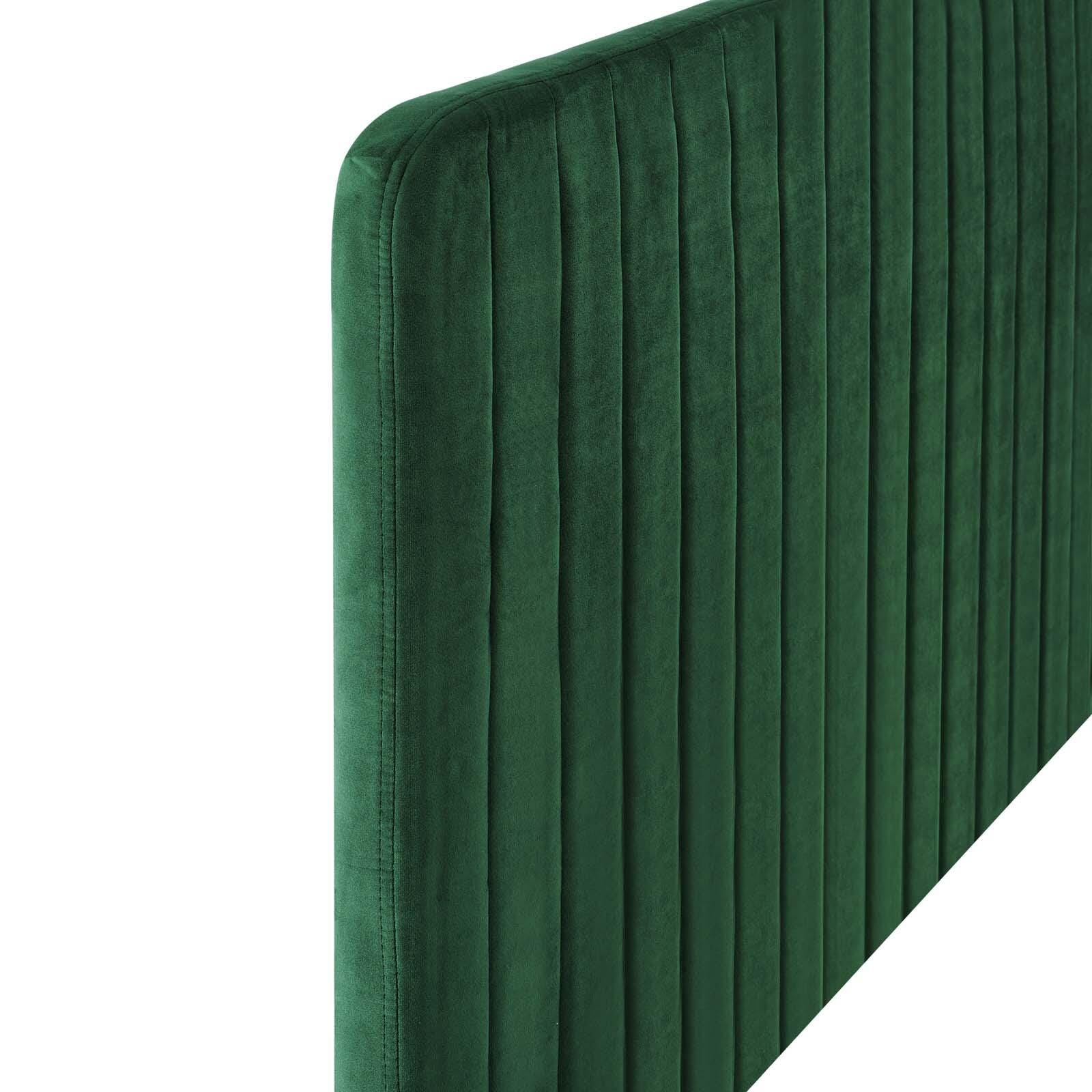 Milenna Queen/Full Tufted Velvet Headboard, Emerald, large