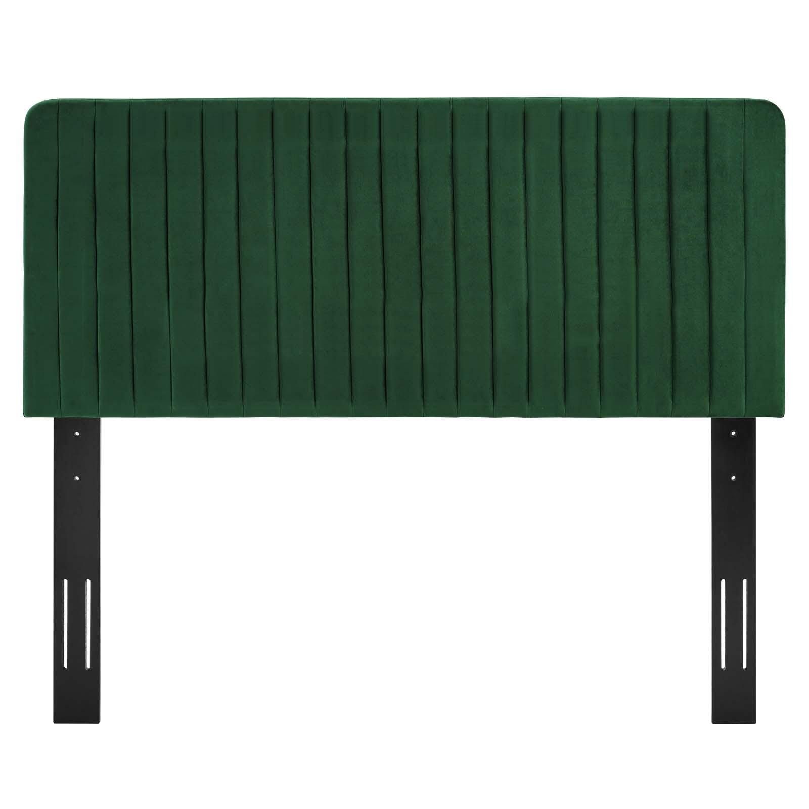 Milenna Queen/Full Tufted Velvet Headboard, Emerald, large