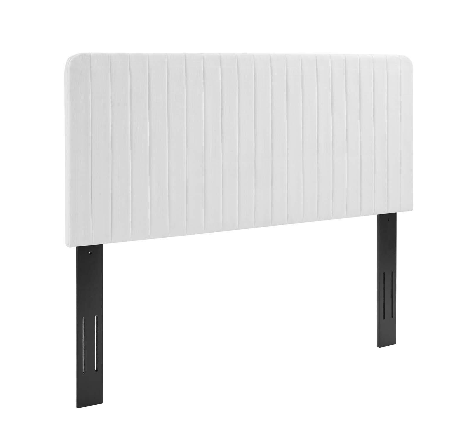 Milenna Queen/Full Tufted Velvet Headboard, White, large