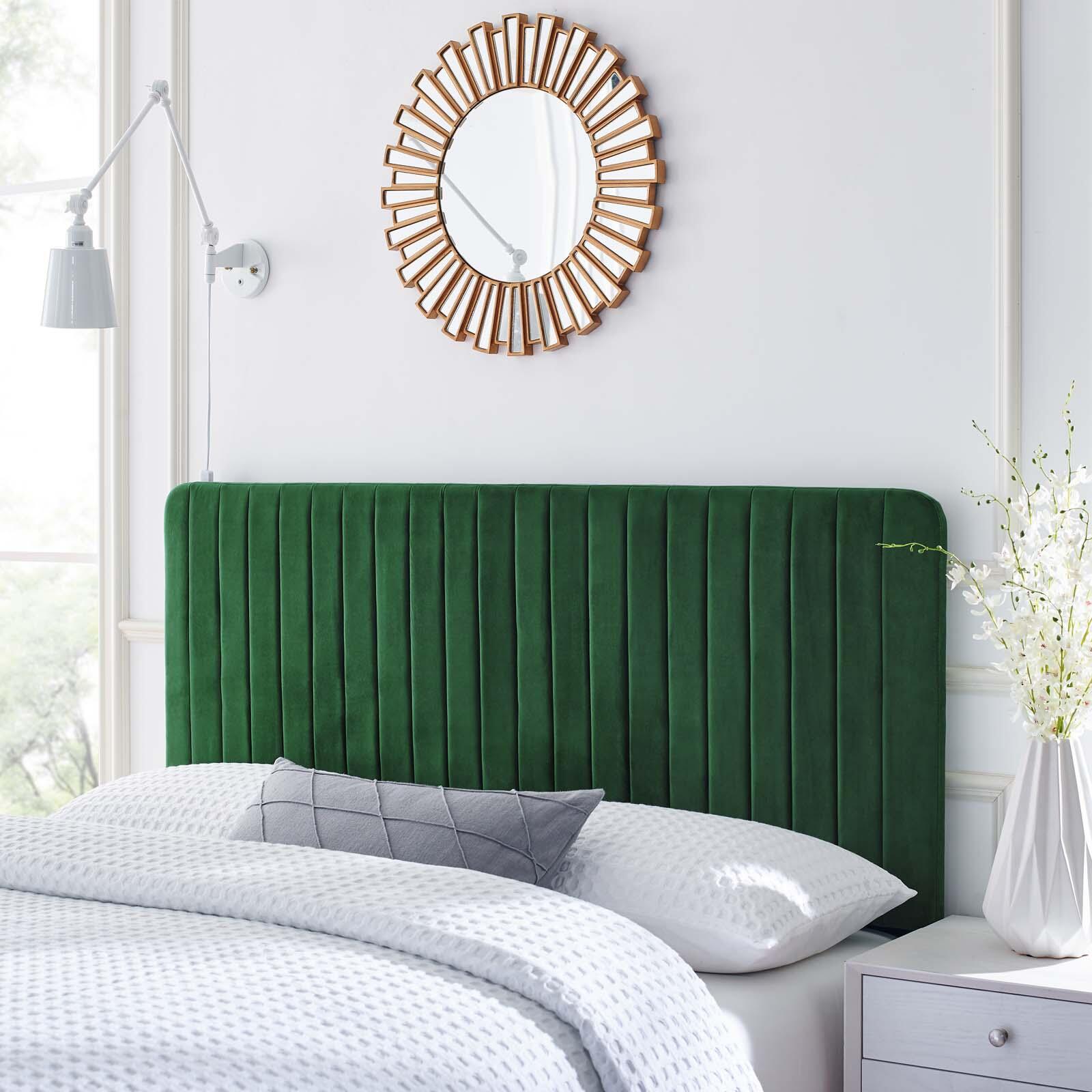 Milenna King and California King Tufted Velvet Headboard, Emerald, rollover