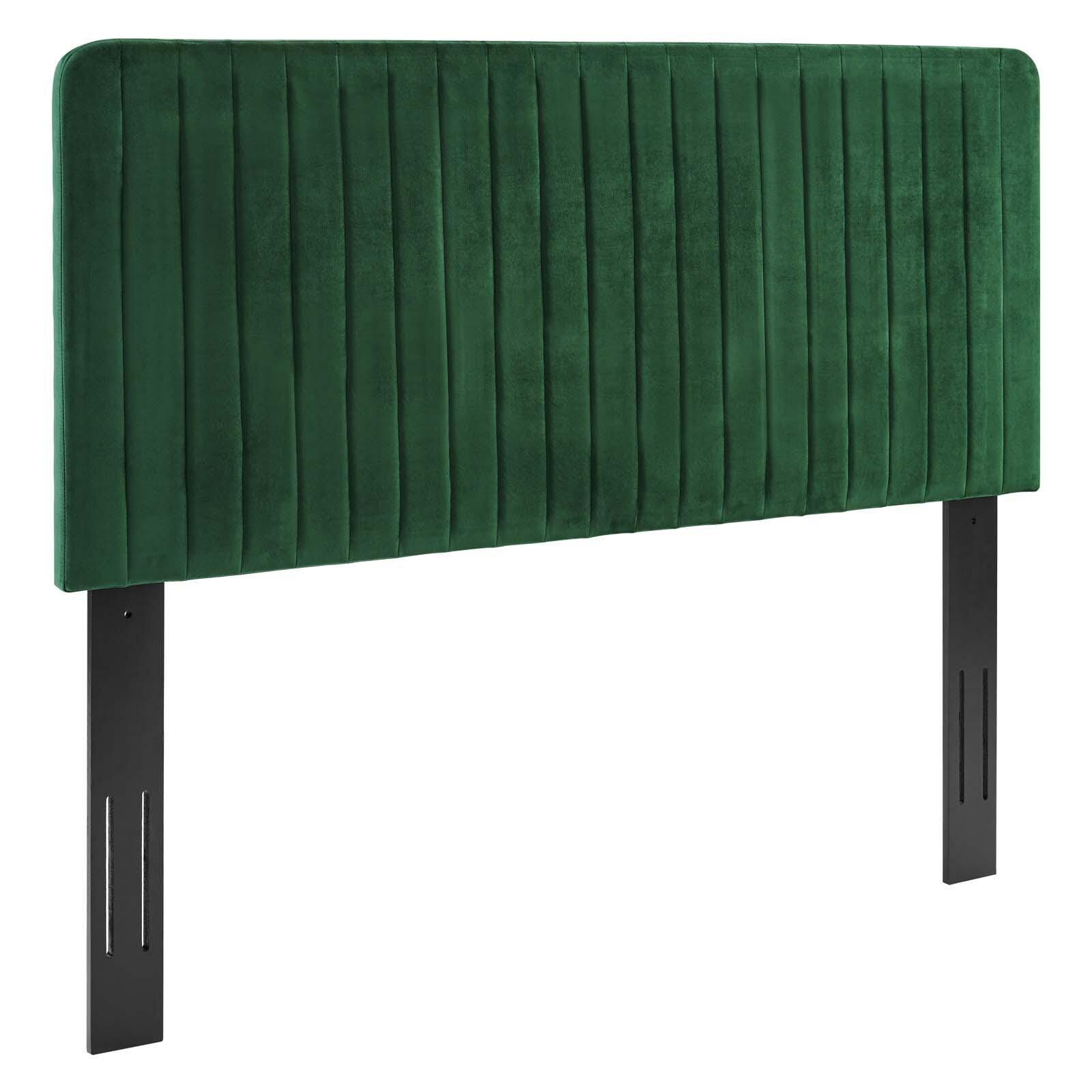 Milenna King and California King Tufted Velvet Headboard, Emerald, large