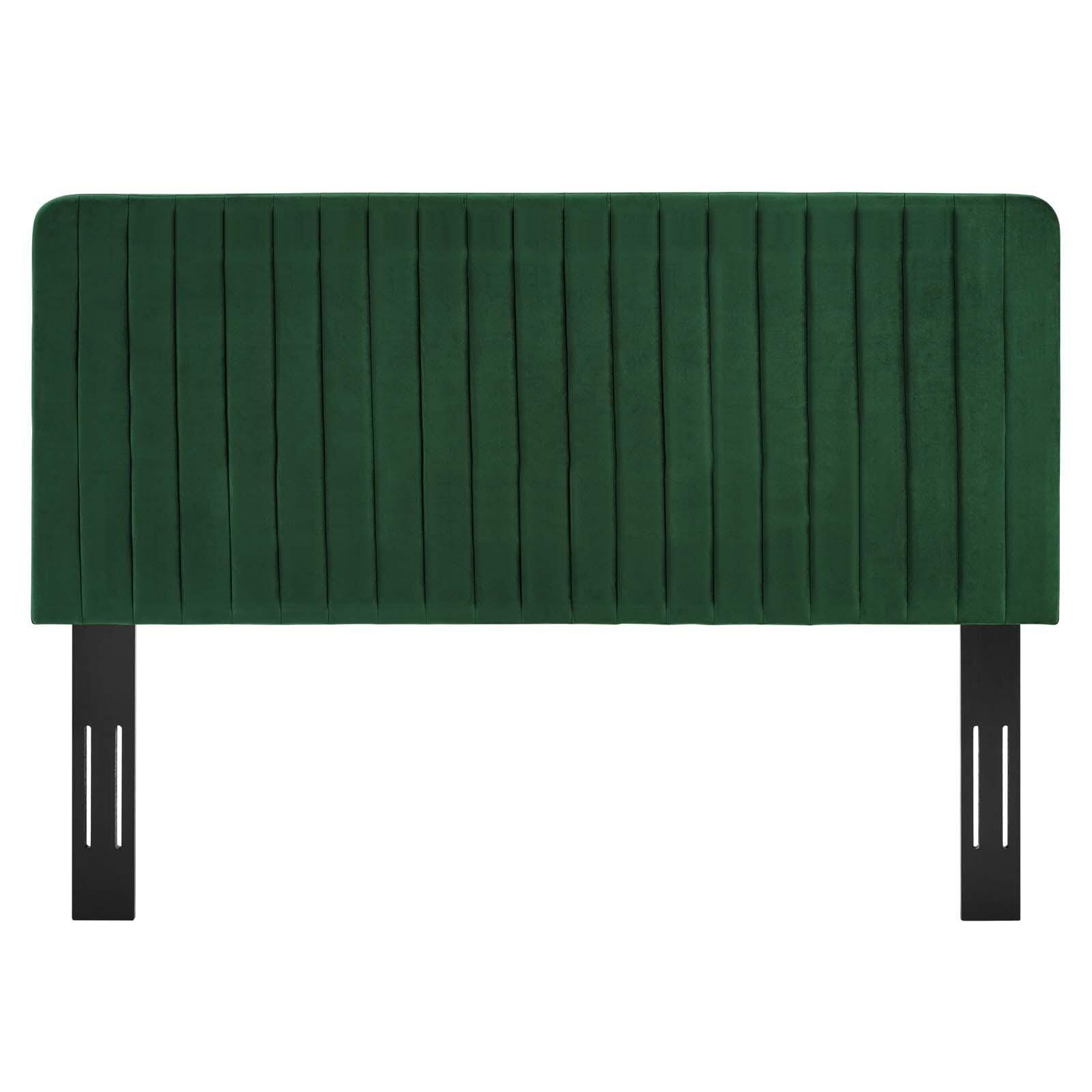 Milenna King and California King Tufted Velvet Headboard, Emerald, large