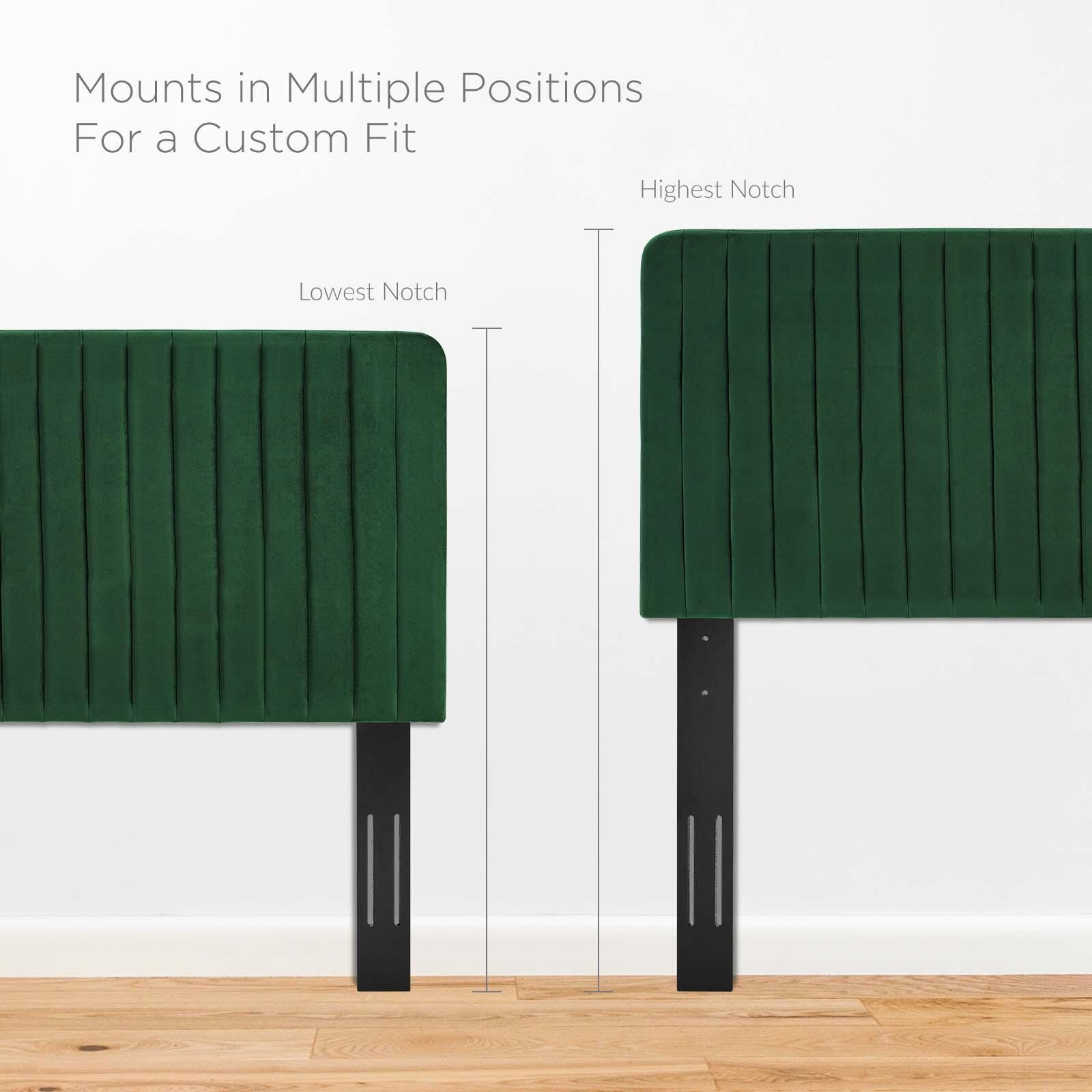 Milenna King and California King Tufted Velvet Headboard, Emerald, large