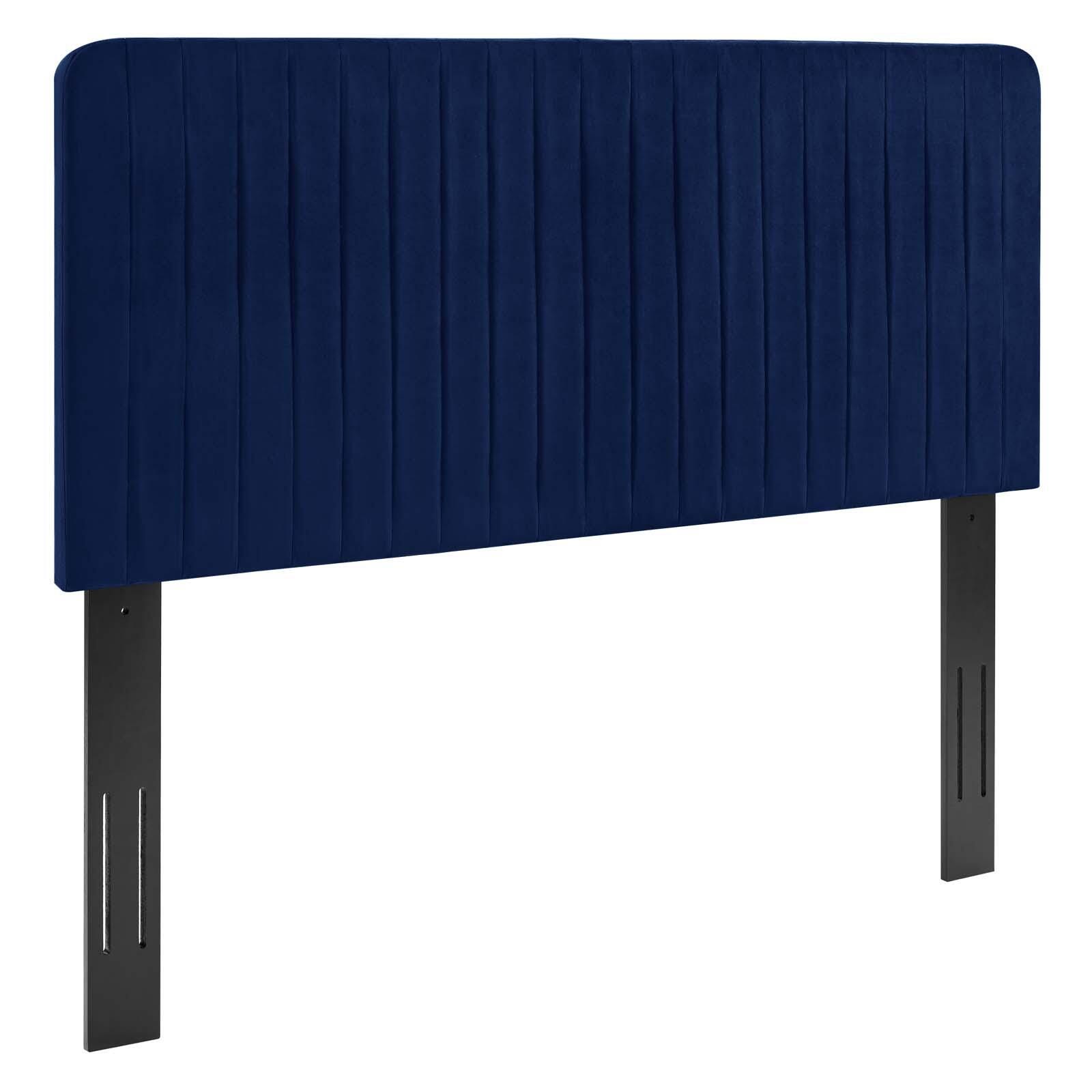 Milenna King and California King Tufted Velvet Headboard, Navy, large
