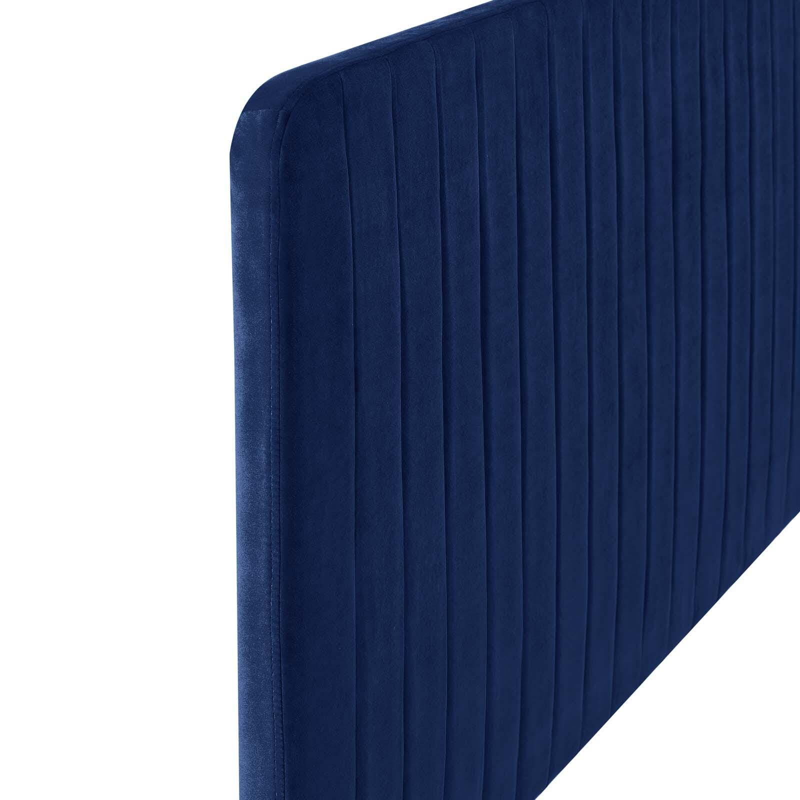 Milenna King and California King Tufted Velvet Headboard, Navy, large
