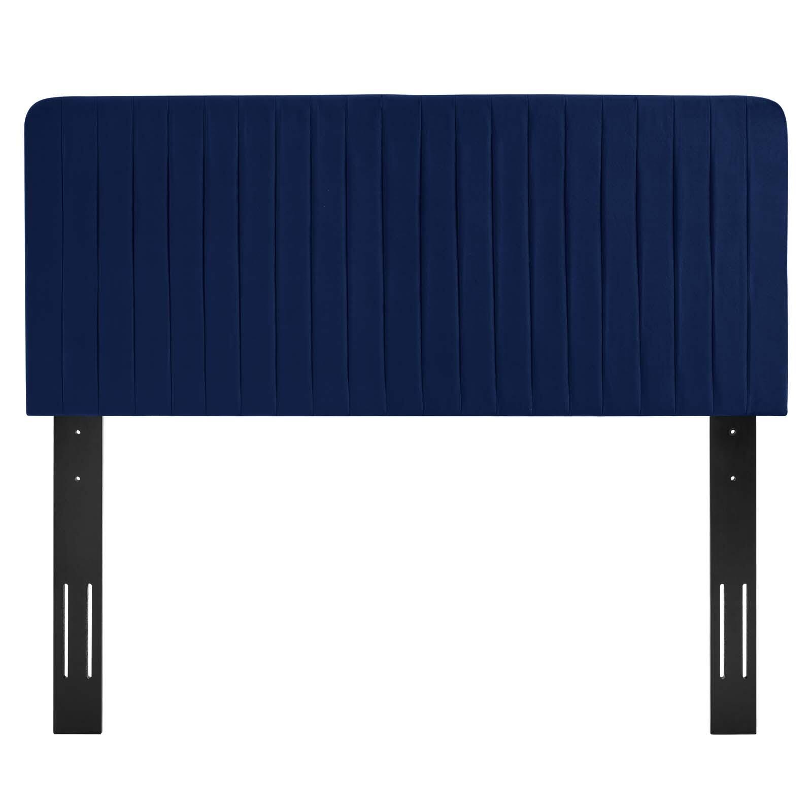 Milenna King and California King Tufted Velvet Headboard, Navy, large