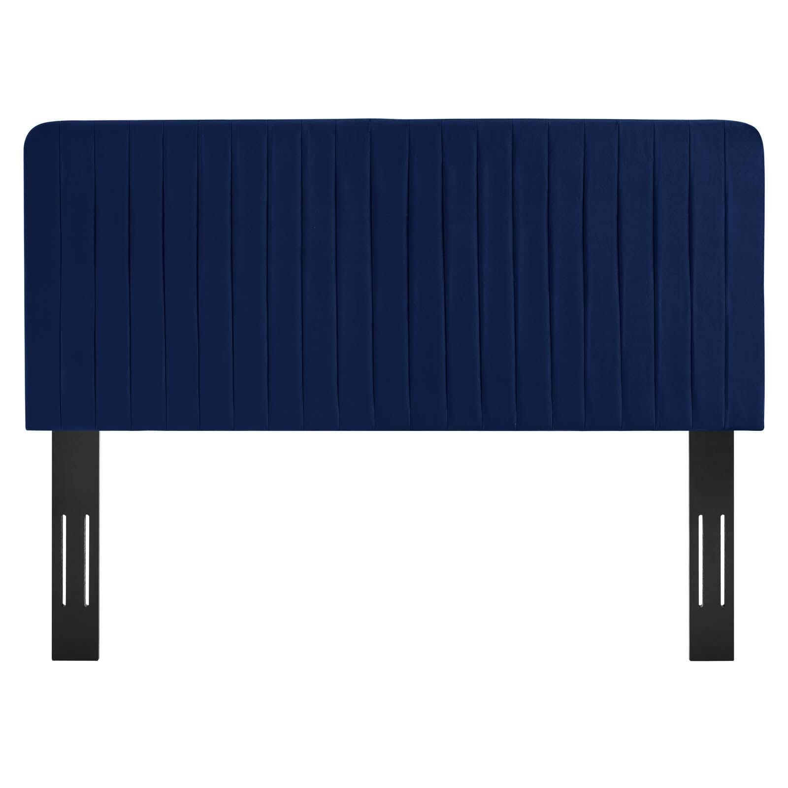 Milenna King and California King Tufted Velvet Headboard, Navy, large