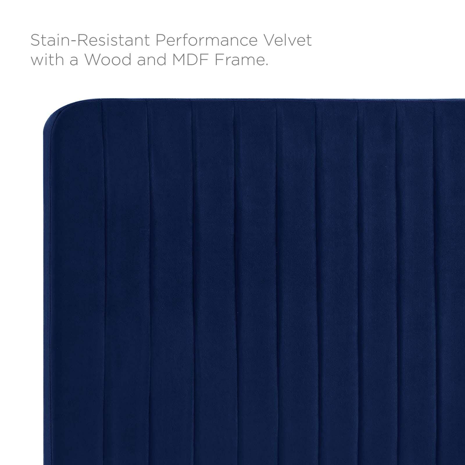 Milenna King and California King Tufted Velvet Headboard, Navy, large