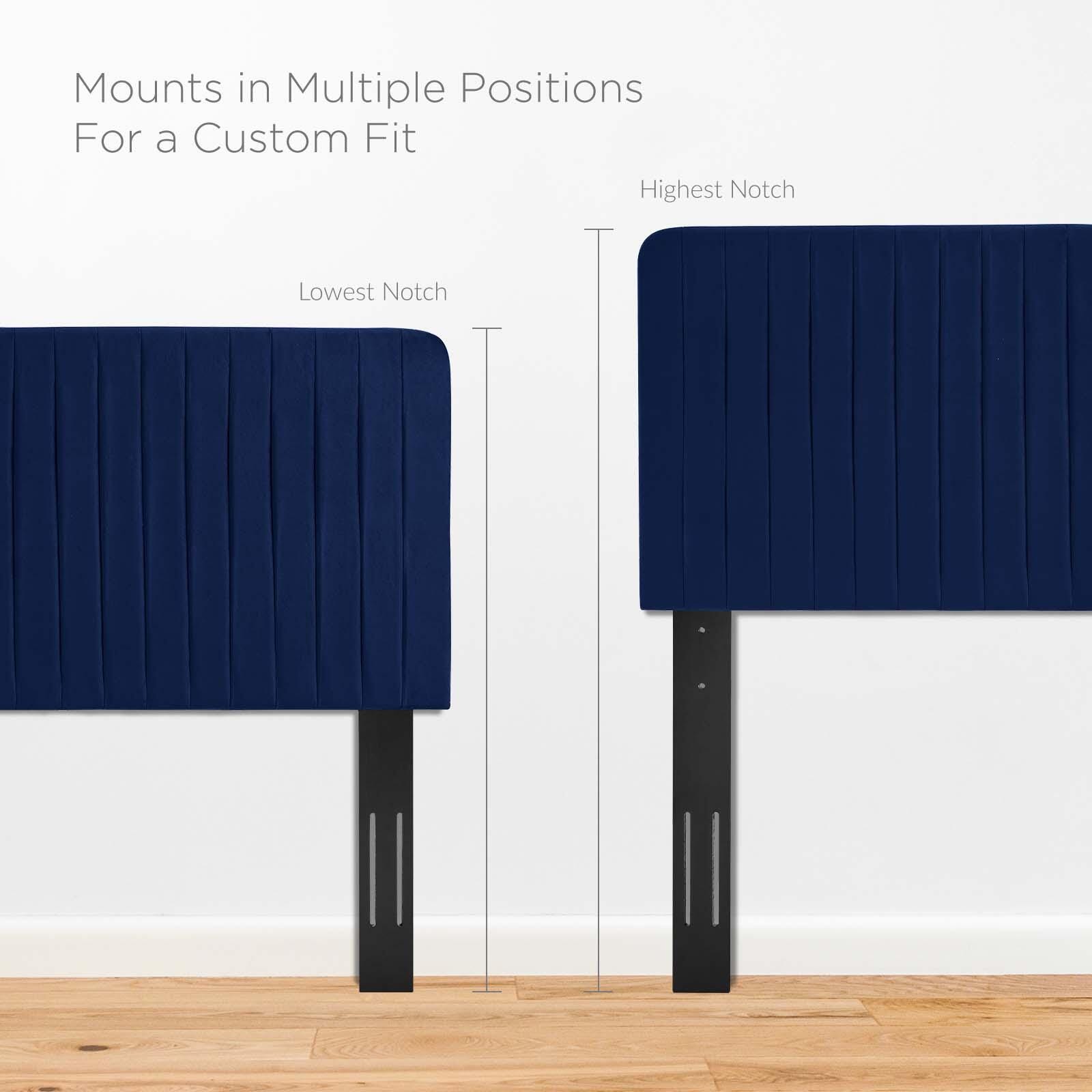 Milenna King and California King Tufted Velvet Headboard, Navy, large