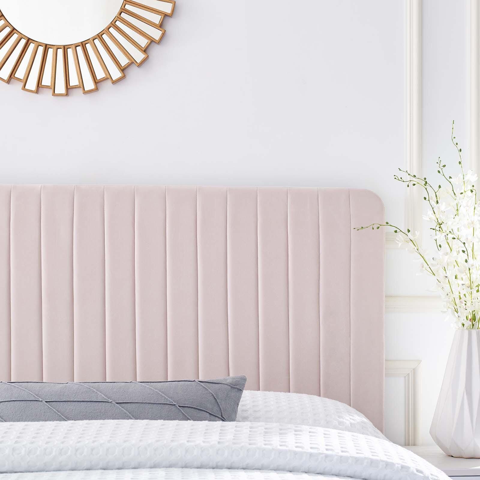 Milenna King and California King Tufted Velvet Headboard, Pink, large