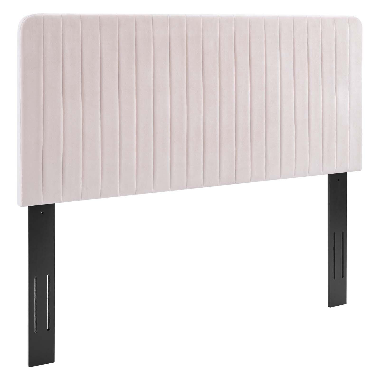 Milenna King and California King Tufted Velvet Headboard, Pink, large