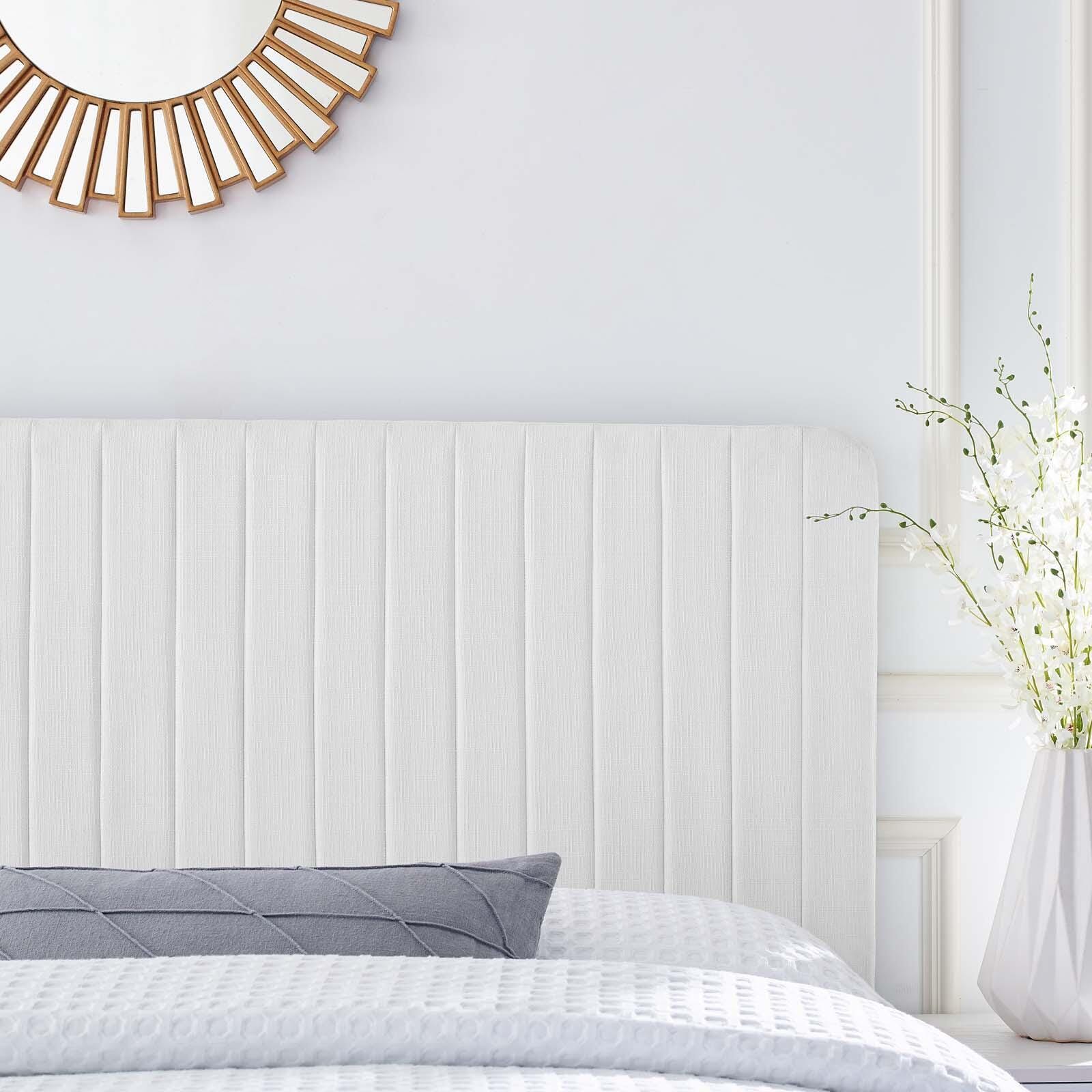 Milenna King and California King Tufted Velvet Headboard, White, large