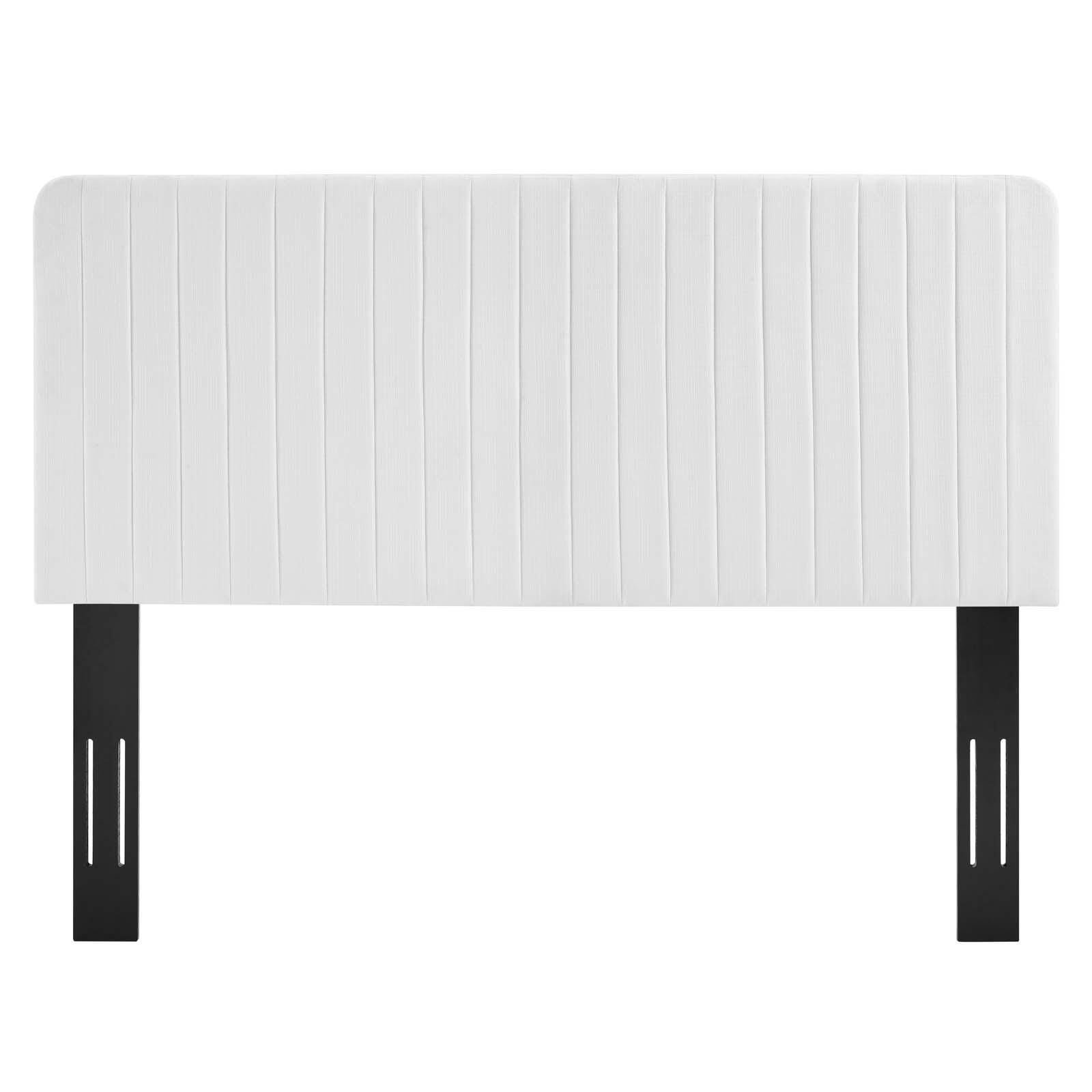 Milenna King and California King Tufted Velvet Headboard, White, large