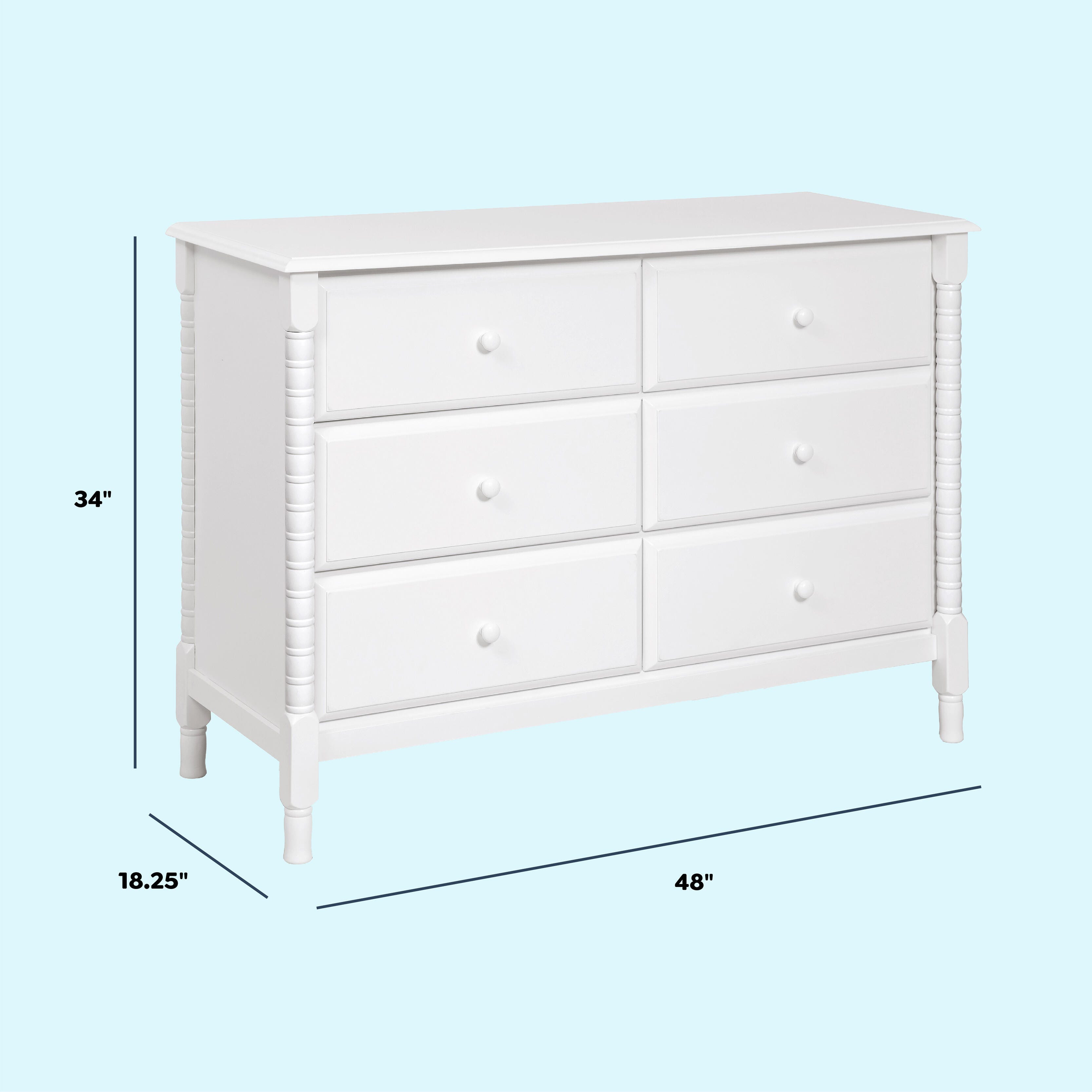 daVinci Jenny Lind 18" 6 Drawer Dresser, White, large