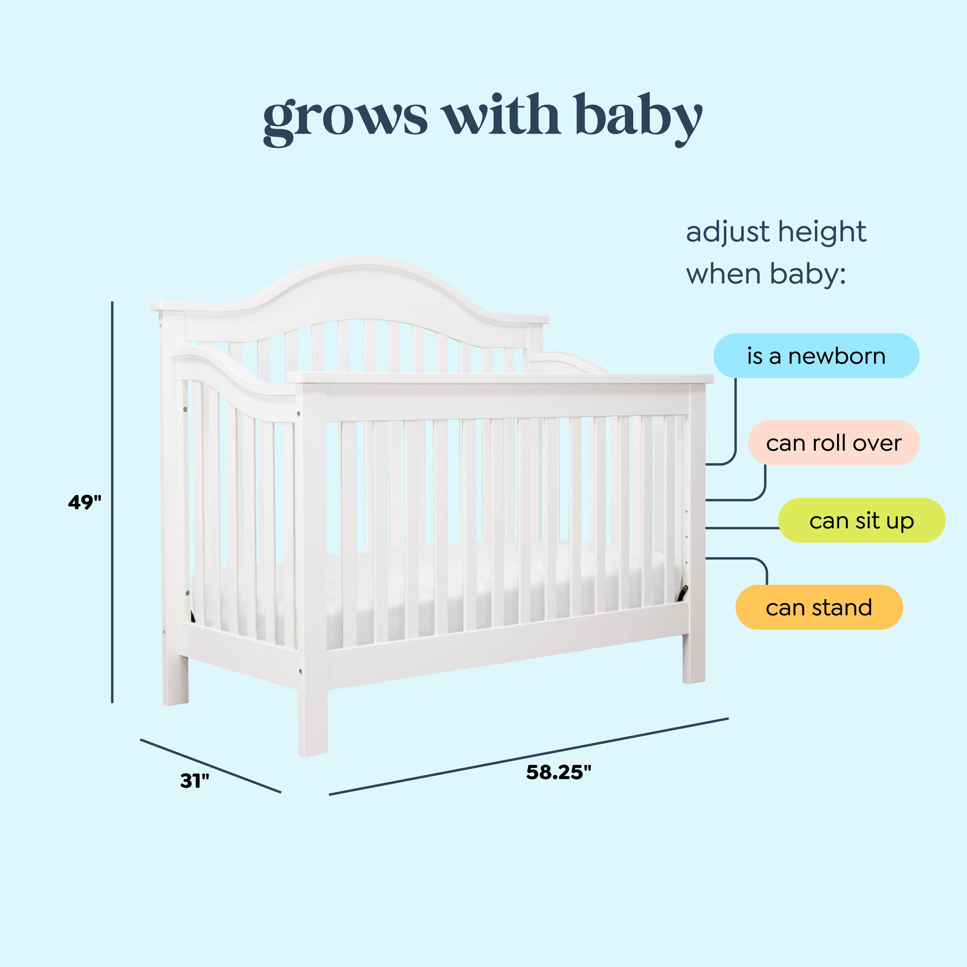 daVinci Jayden 4-in-1 Convertible Crib, White, large