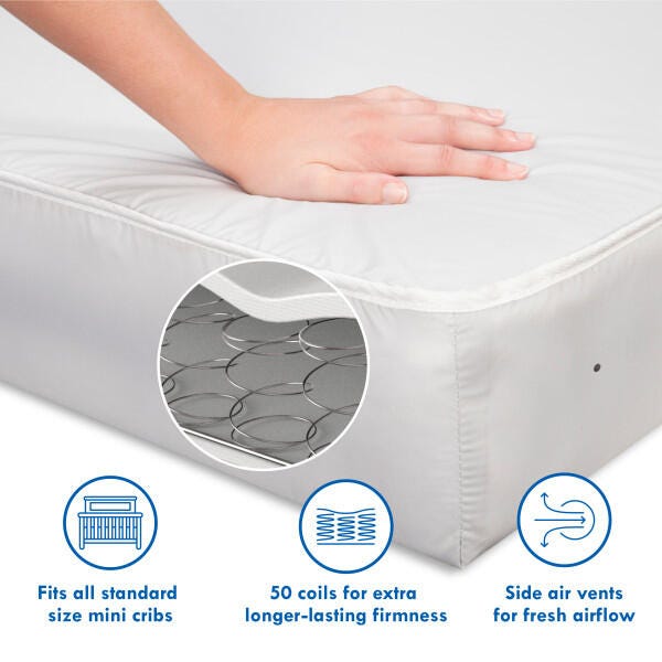 Davinci Deluxe Coil Firm Support Mini Crib Mattress, , large