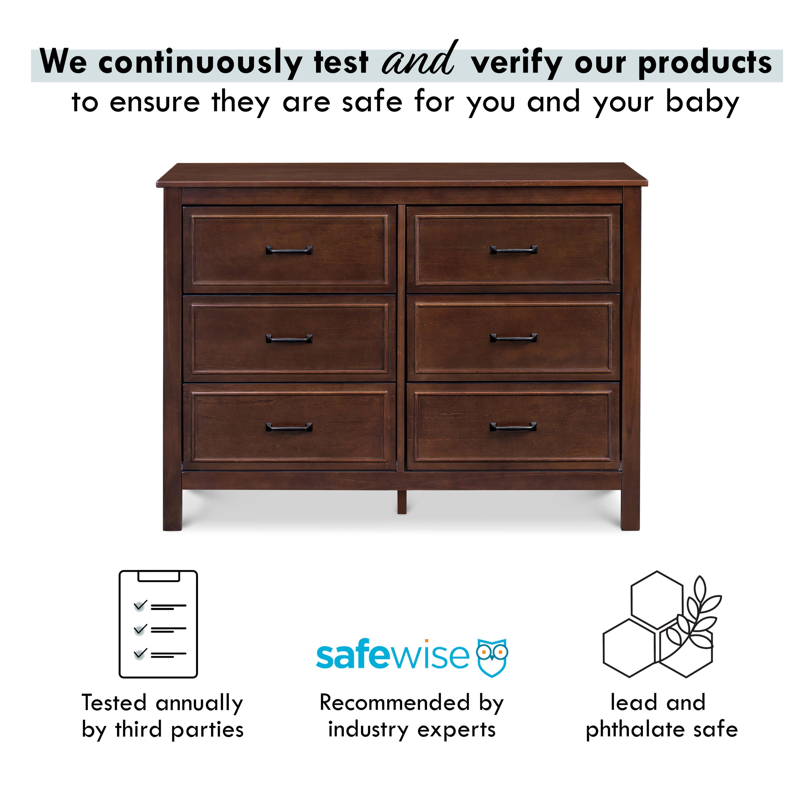 Davinci Charlie 6-Drawer Double Dresser, Espresso, large