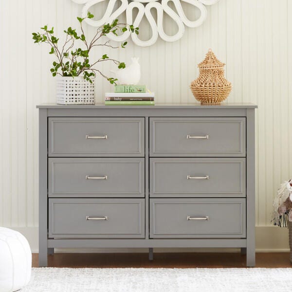Davinci Charlie 6-Drawer Double Dresser, Gray, large