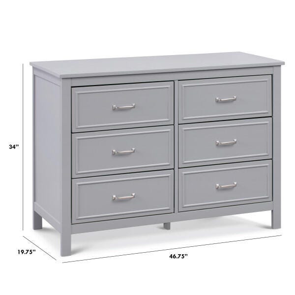 Davinci Charlie 6-Drawer Double Dresser, Gray, large
