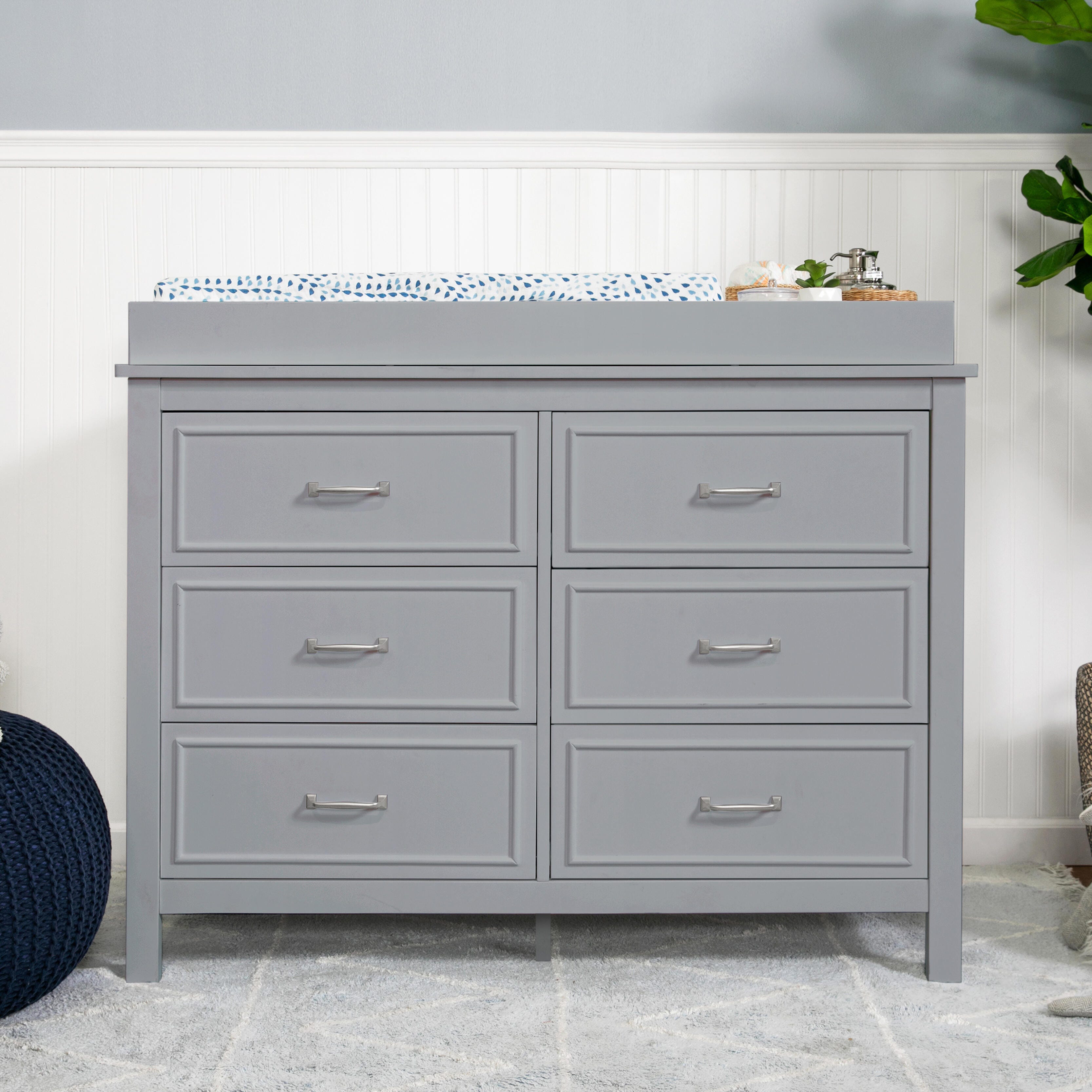 Davinci Charlie 6-Drawer Double Dresser, Gray, large