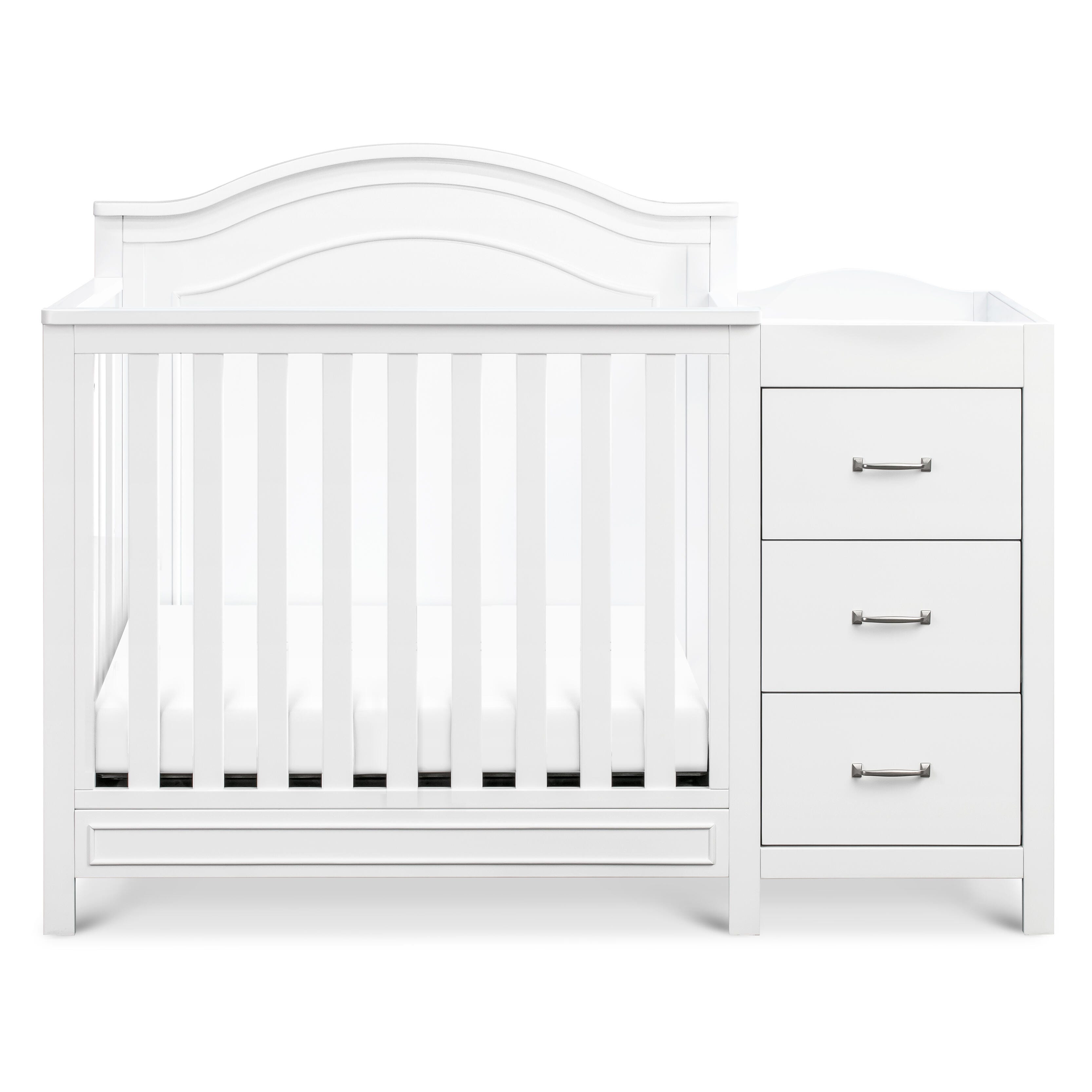 mini crib with dresser DaVinci Charlie 4-in-1 Convertible Mini Crib & Changer White