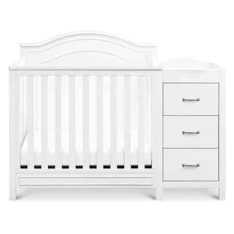 mini crib with dresser DaVinci Charlie 4-in-1 Convertible Mini Crib & Changer White