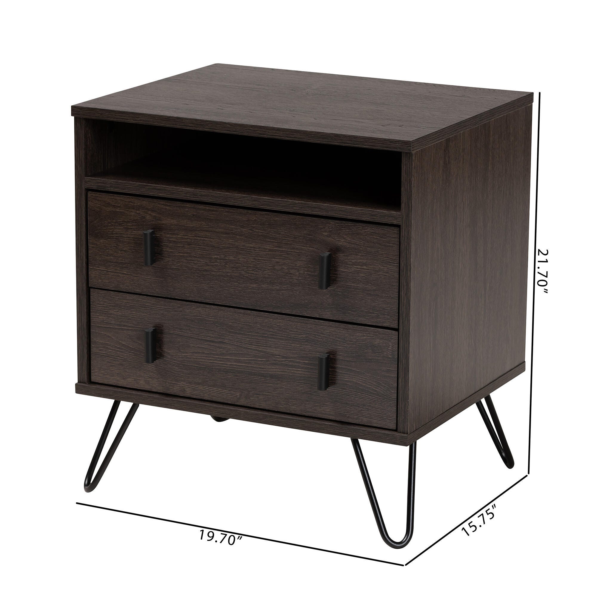 Baxton Studio Glover Modern and Contemporary 2-Drawer Nightstand, , large