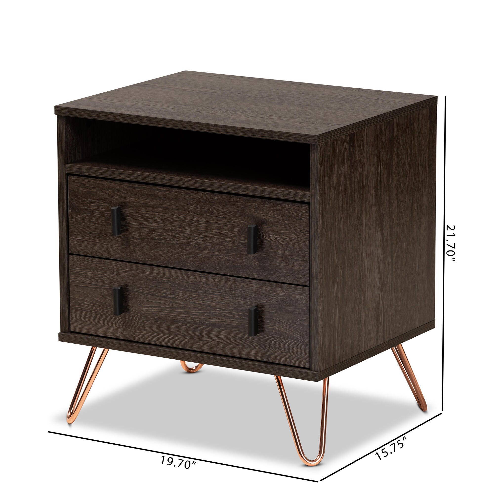 Baxton Studio Glover Modern and Contemporary 2-Drawer Nightstand, , large