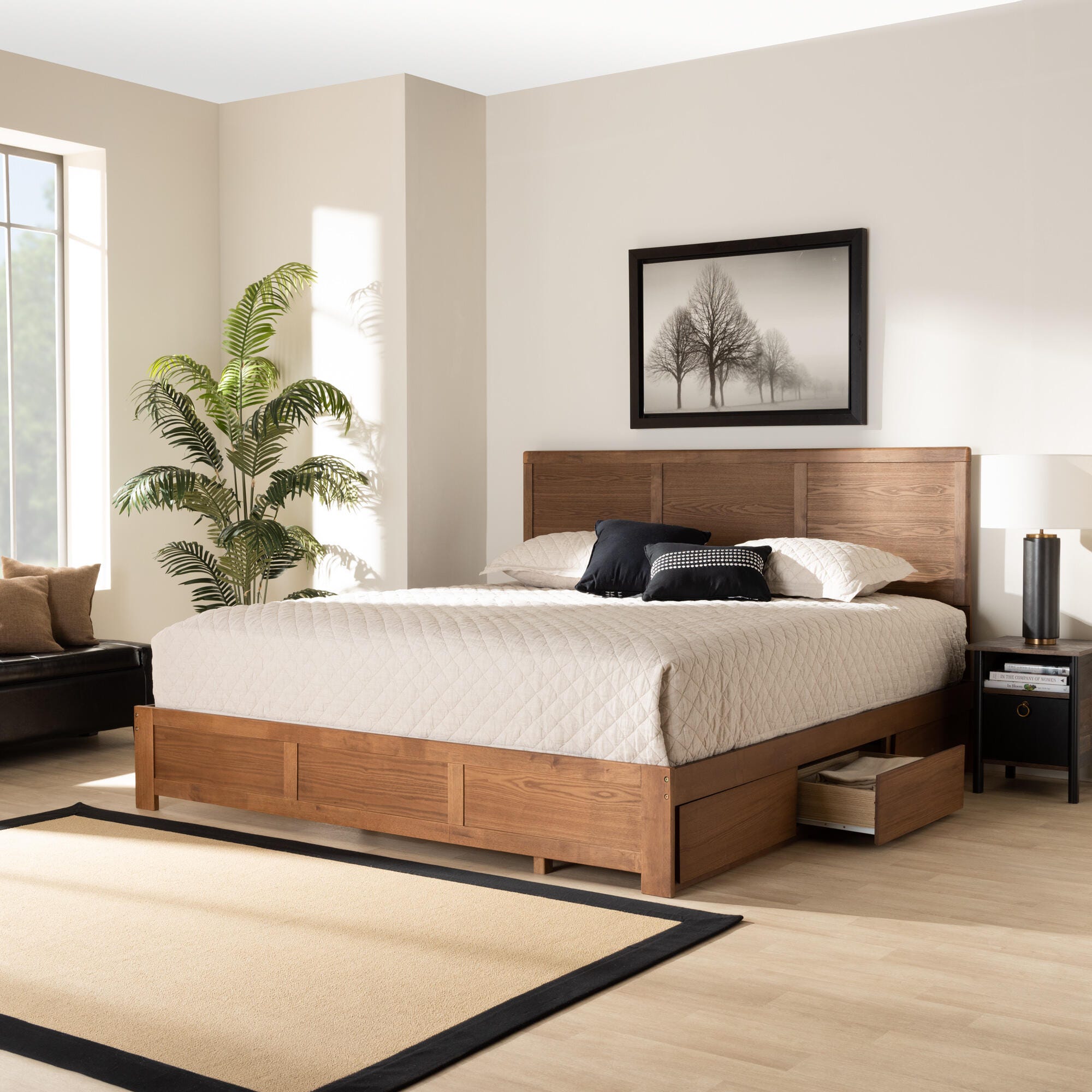 Baxton Studio Aras King Platform Bed With Storage, , rollover