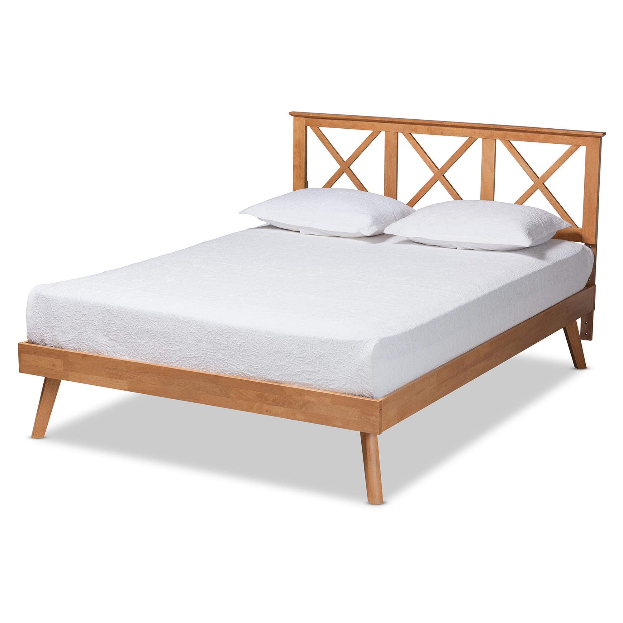 Baxton Studio Galvin Modern and Contemporary Brown Finished Wood Full Size Platform Bed, Brown, large