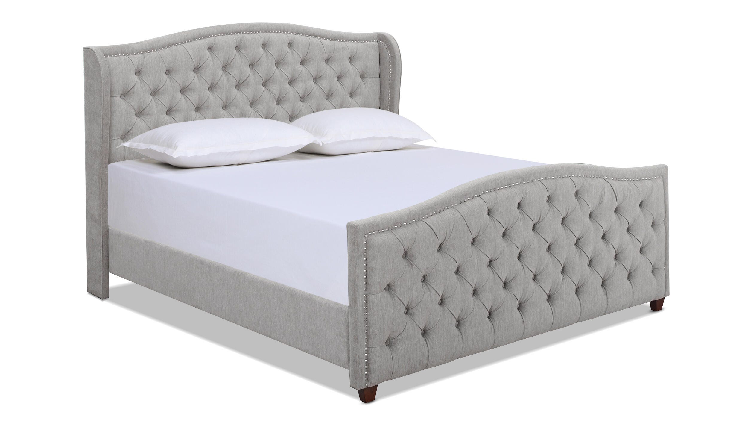Jennifer Taylor Marcella Upholstered Shelter King Headboard Bed, Silver Gray, large