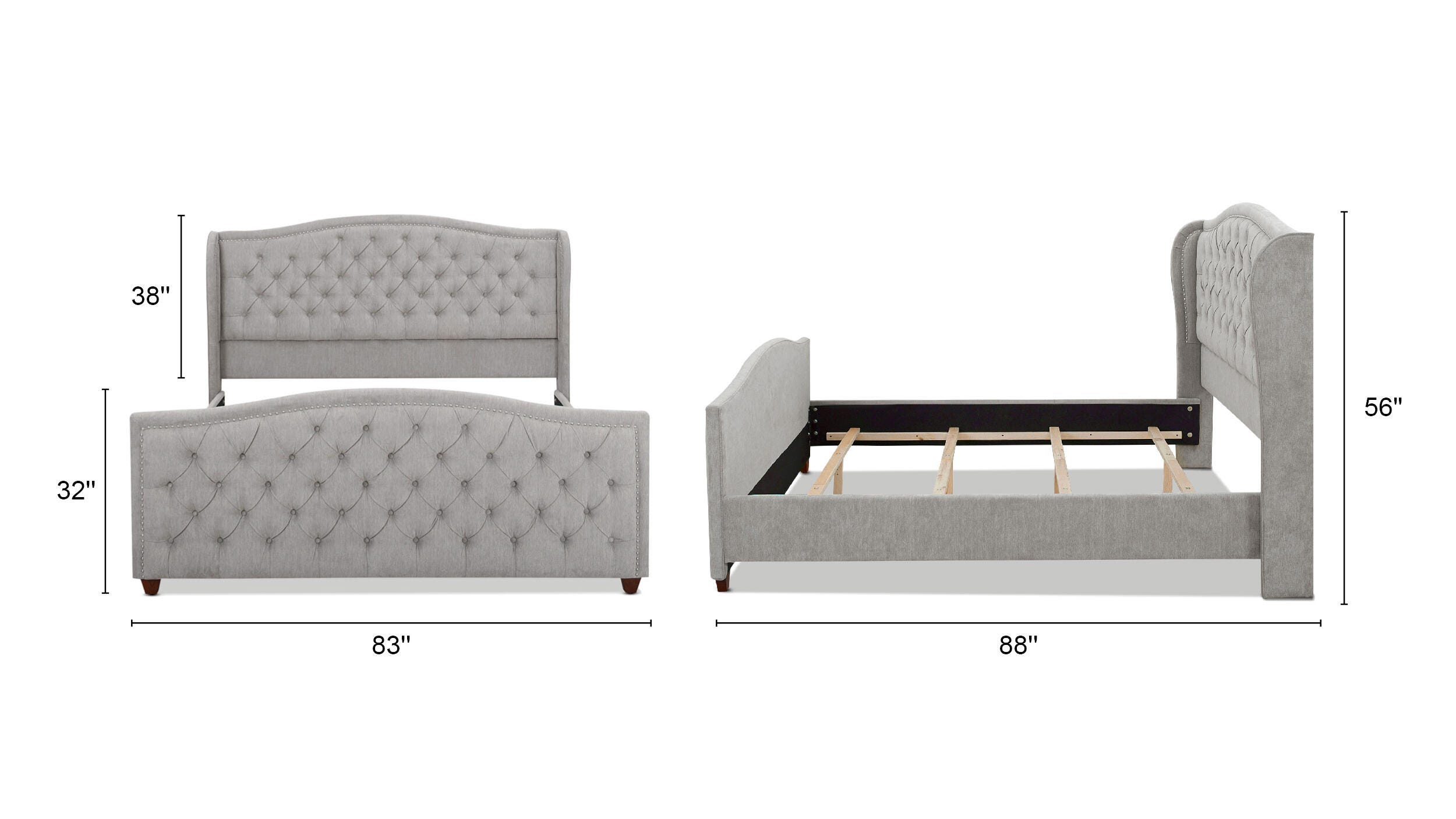 Jennifer Taylor Home Marcella Marcella Upholstered Shelter King Headboard Bed, Silver Gray, large
