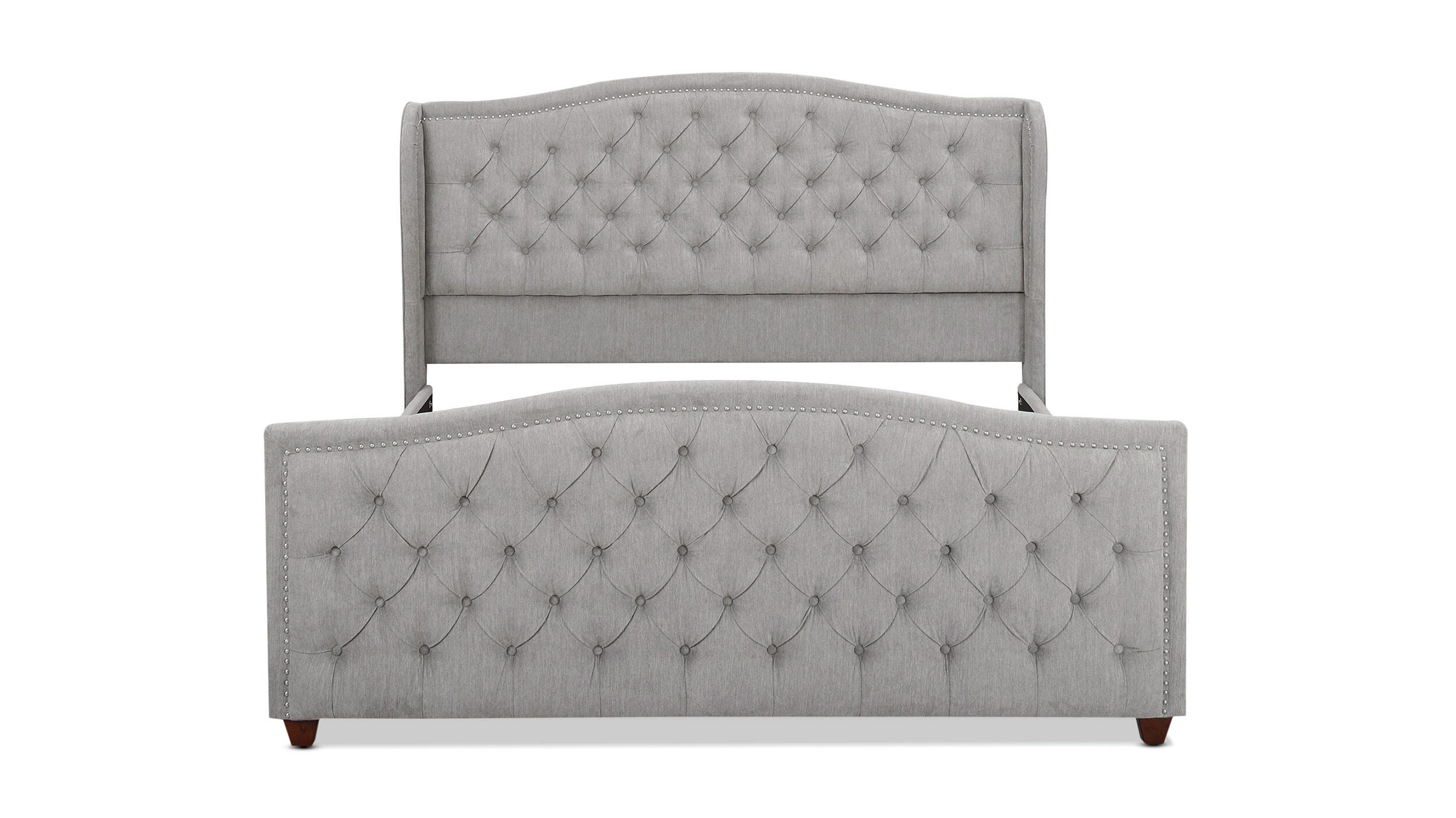 Jennifer Taylor Home Marcella Marcella Upholstered Shelter King Headboard Bed, Silver Gray, large