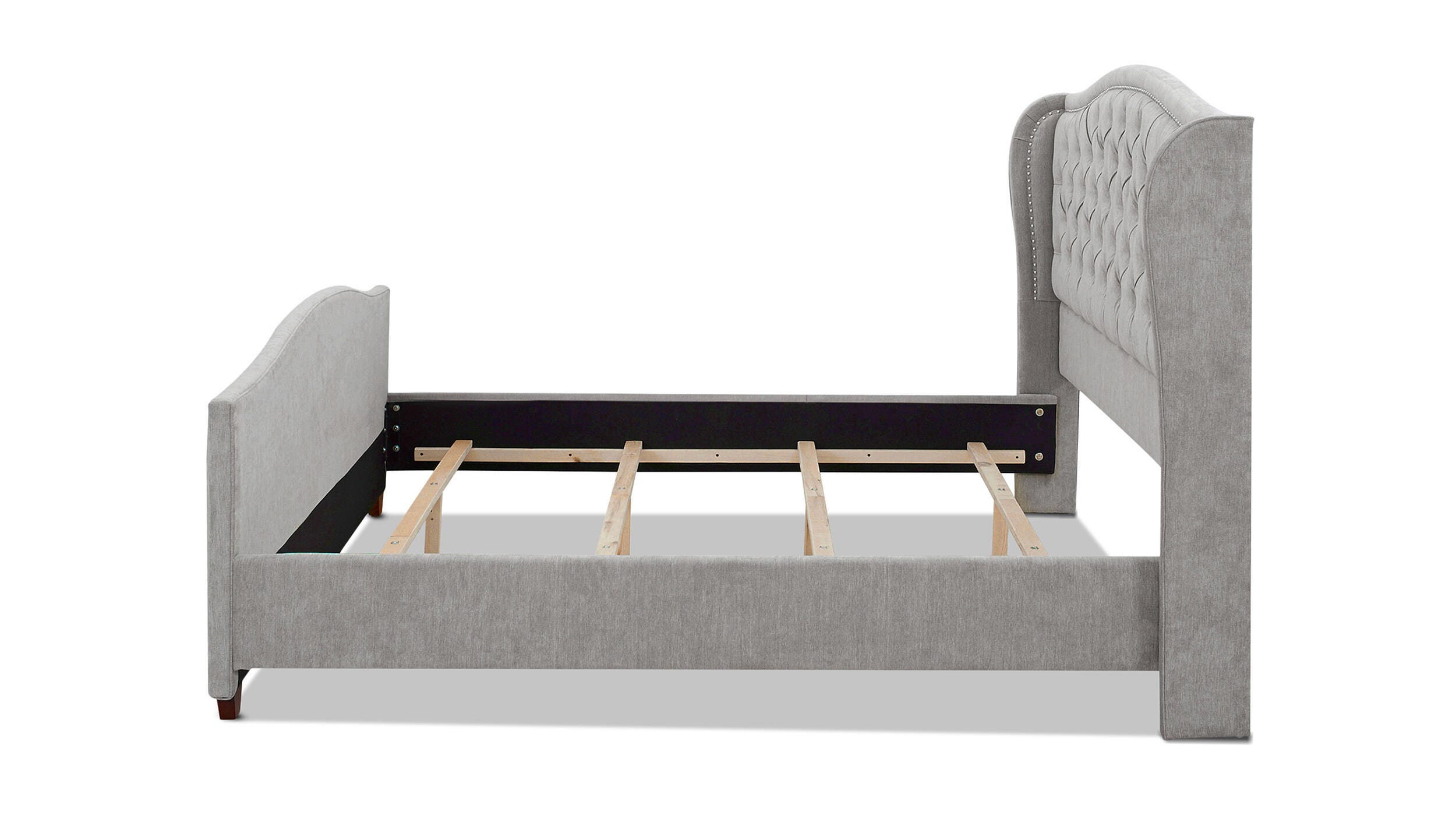 Jennifer Taylor Home Marcella Marcella Upholstered Shelter King Headboard Bed, Silver Gray, large