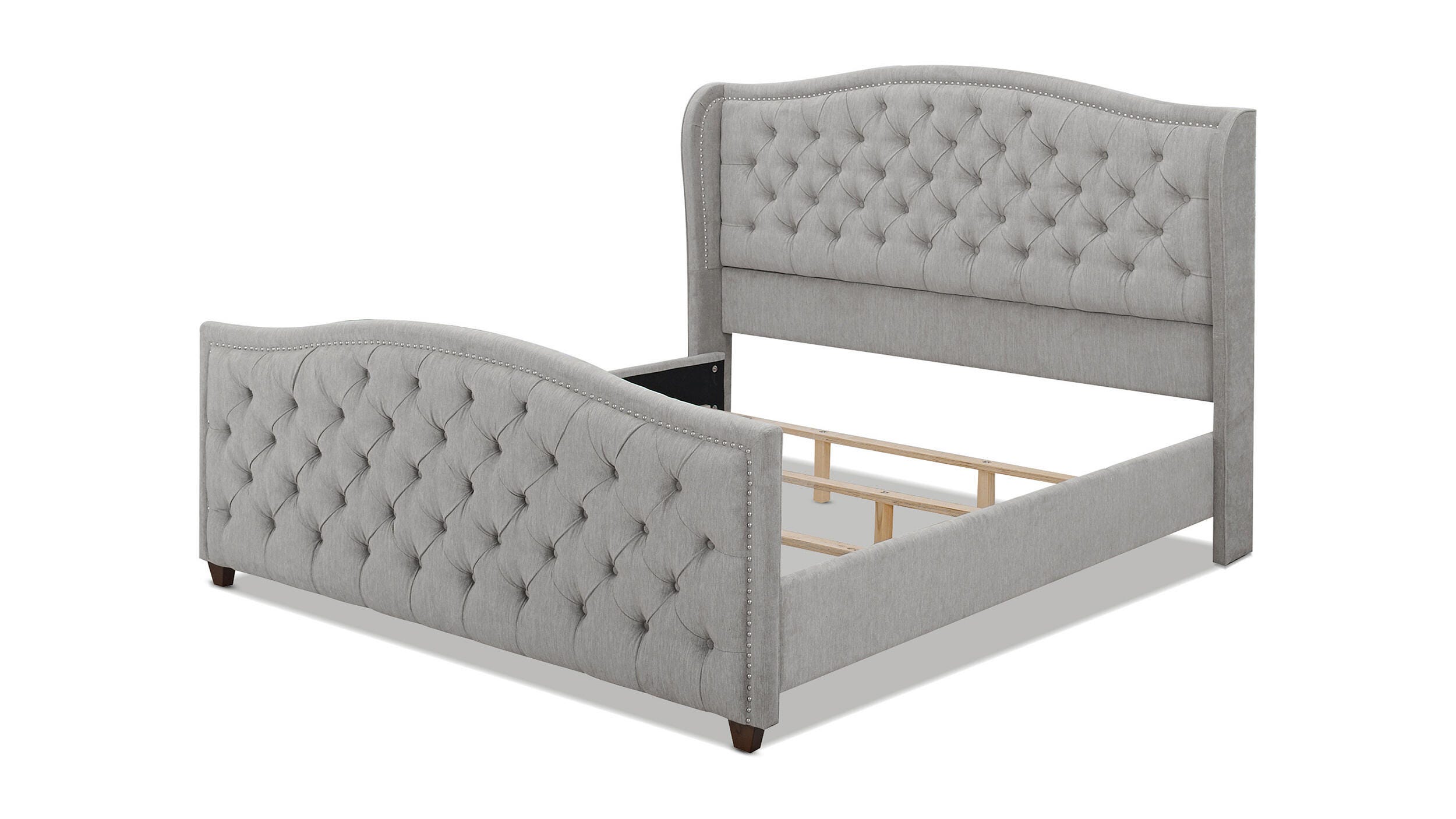 Jennifer Taylor Home Marcella Marcella Upholstered Shelter King Headboard Bed, Silver Gray, large