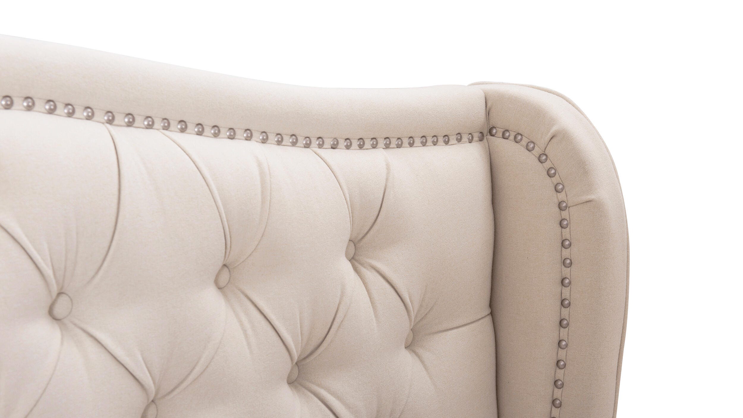 Jennifer Taylor Home Marcella Marcella Upholstered Shelter King Headboard Bed, Sky Neutral Beige, large