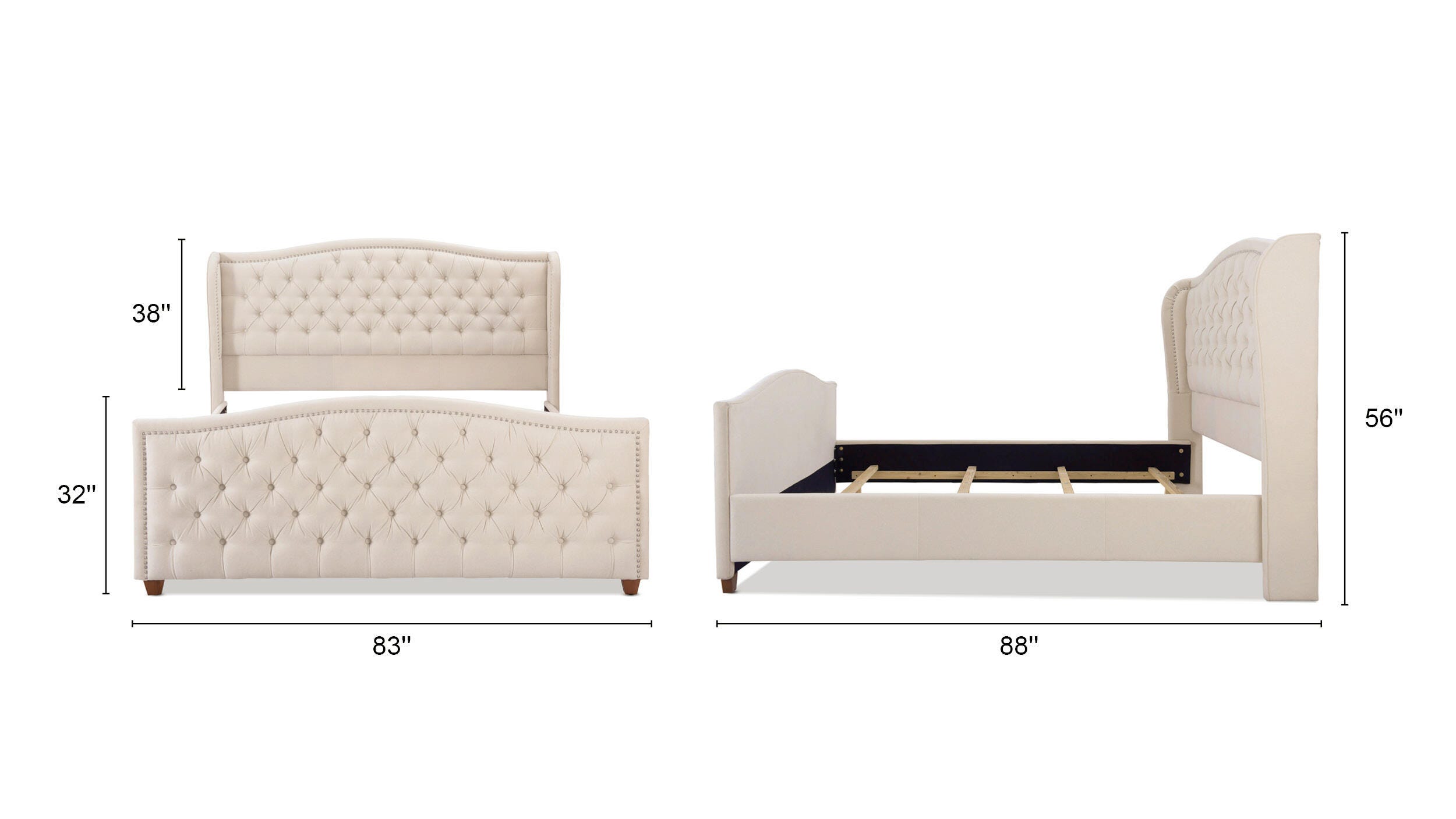 Jennifer Taylor Home Marcella Marcella Upholstered Shelter King Headboard Bed, Sky Neutral Beige, large
